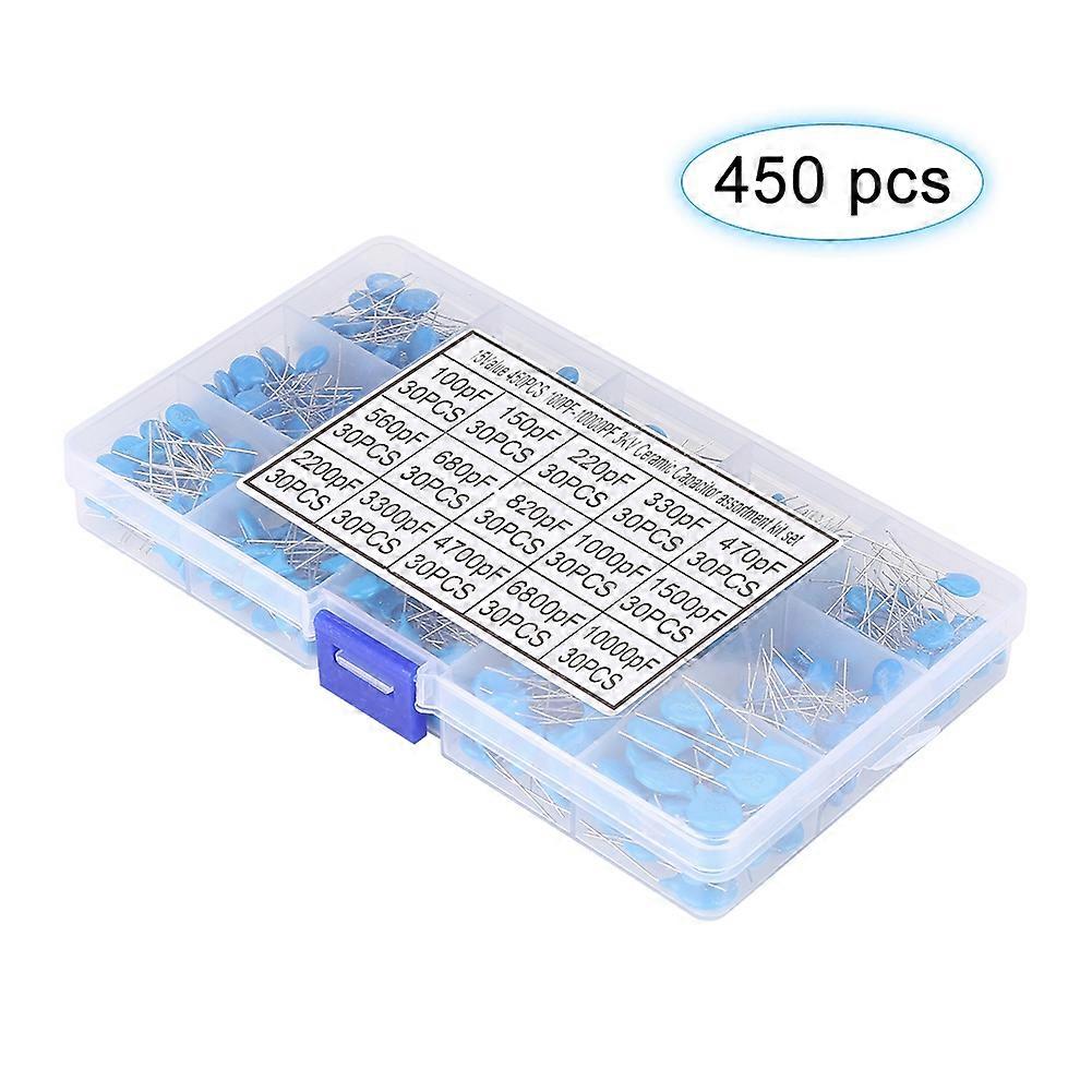 450Pcs 100pF-10000pF 15 Value 3kV High Voltage Ceramic Capacitors Assortment Kit