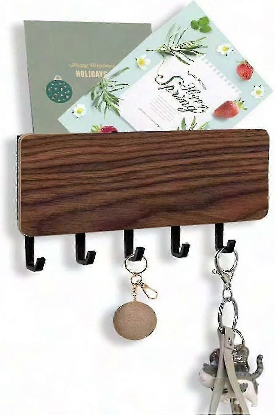 رف مفاتيح حديث مثبت على الحائط مع 5 خطافات ، منظم ذاتي اللصق للمدخل والمطبخ والحمام وحل تخزين غرفة المعيشة