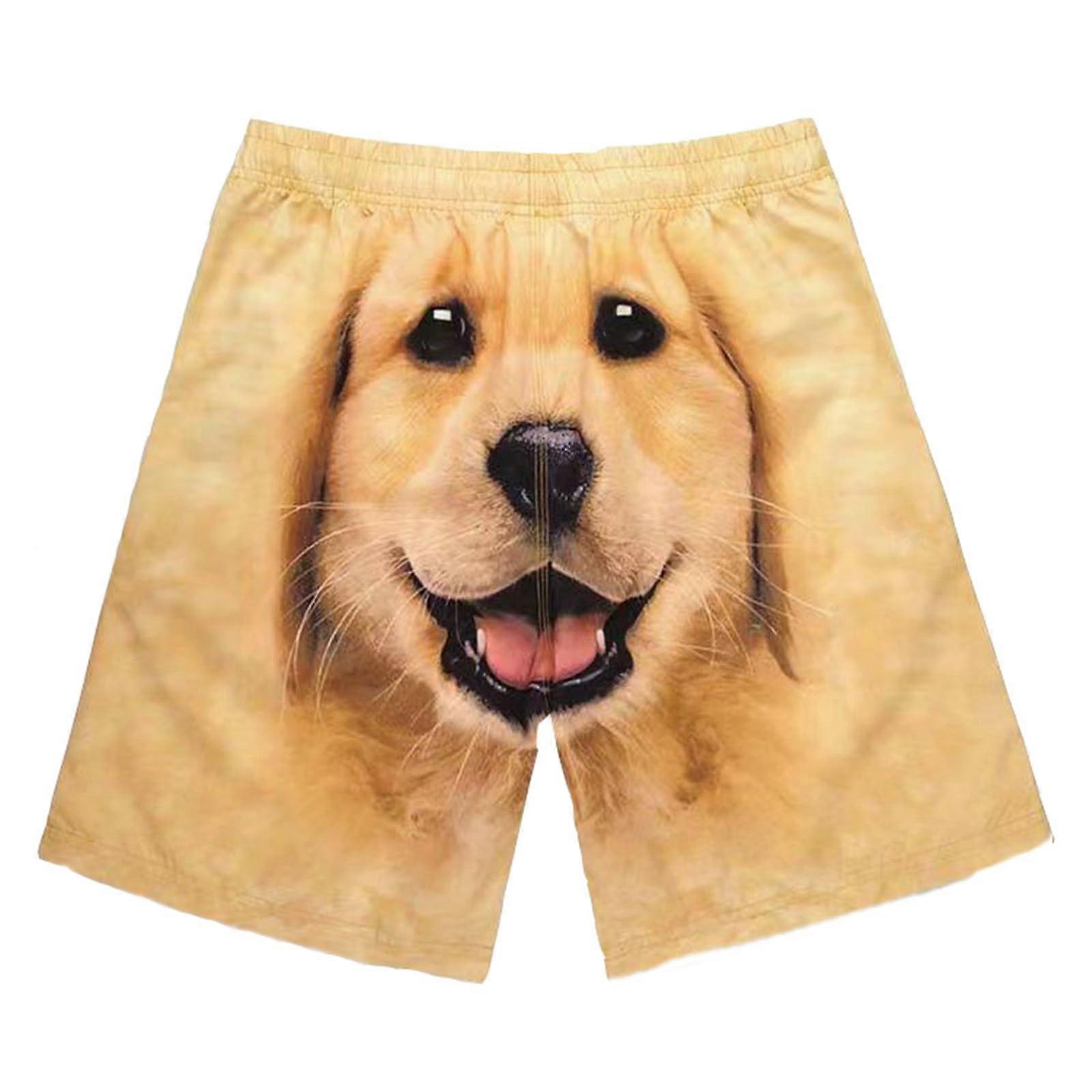 Unisex Shorts Casual Loose Sports Shorts Breathable QuickDry With Pockets Dog Motif 3D Print Khaki 3XL