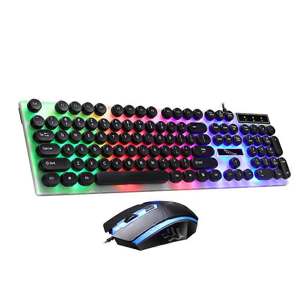 USB Wired Backlit Keyboard with Mouse, Comfortable Mechanical Feel, Portable for Phone Tablet, Black