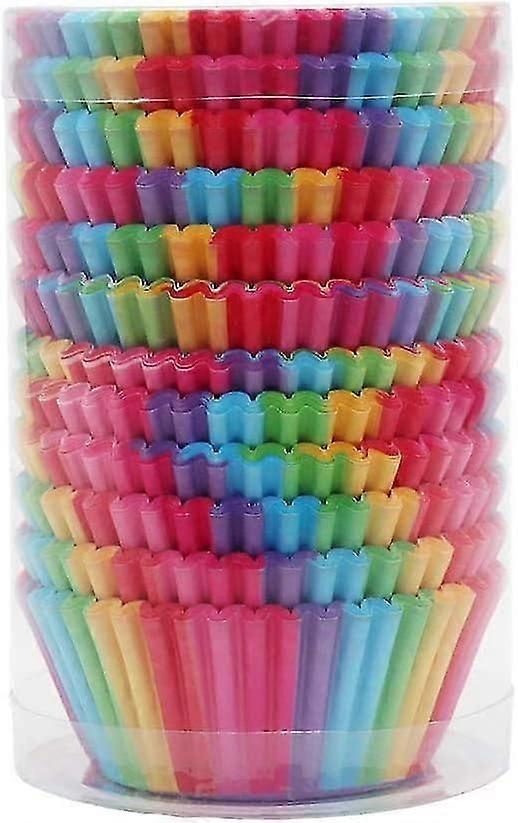 Packung mit 200 Regenbogen-Papier-Muffinförmchen
