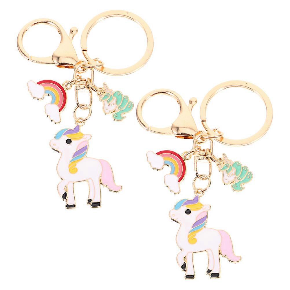 Nice Looking Keychain Unicorn Keyring For Couples Daily Use 3.9×1.2×0.2in Alloy Key Accessory 2Pcs