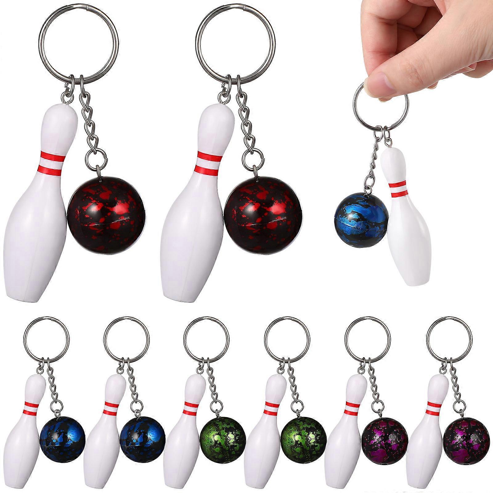 Bowling Keychain with Creative Bowling Pin Pendant Stylish Decoration for Car Keys and Party Favors 10 Pcs