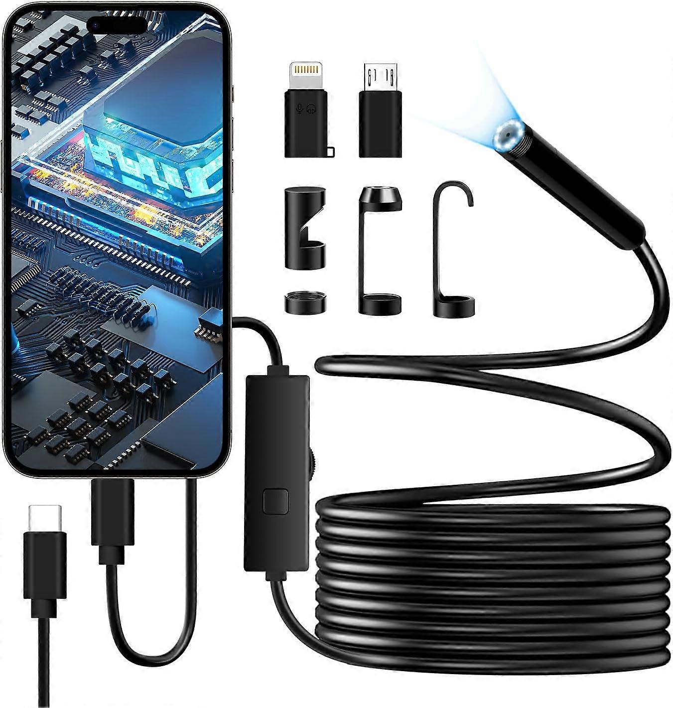 Endoscope Camera with Light, 1920P HD Borescope with 8+1
