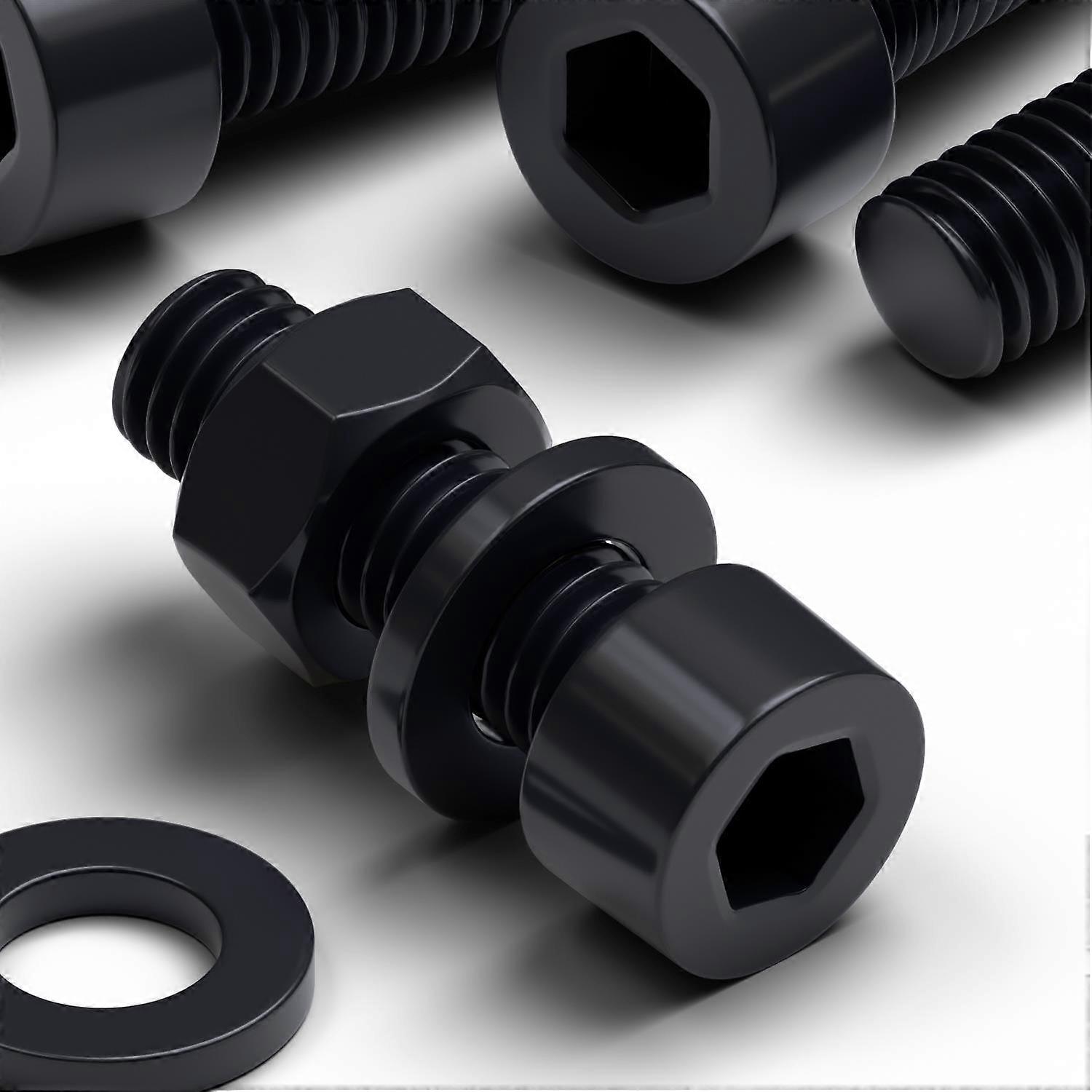 50x Black Nylon, Socket Head, M6 x 20mm, Plastic Bolts, Nuts & Washers - Screws