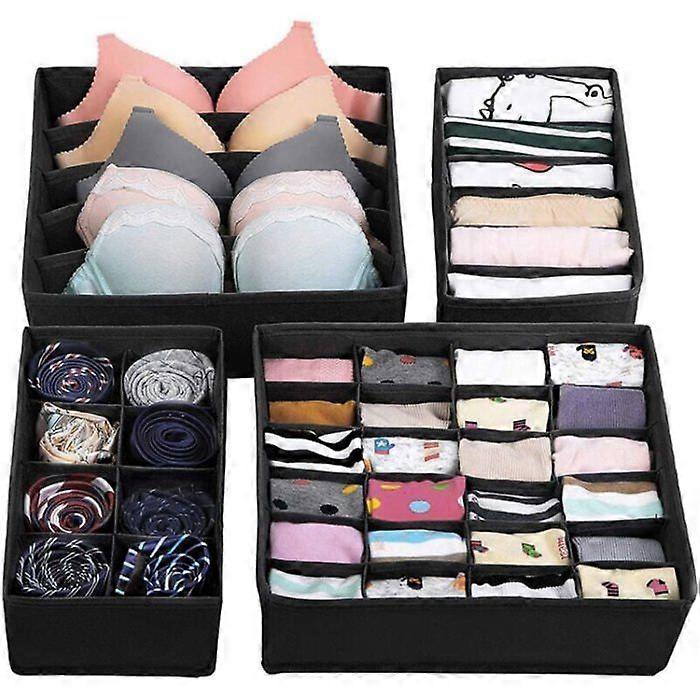 4 Pack (Various Sizes) Foldable Drawer Organizers, Drawer Organizer for Socks and Underwear,