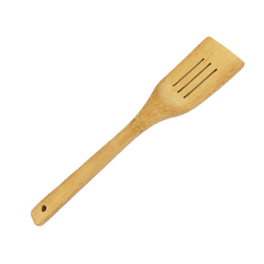 Wood Non-Stick Pan Spatula High Temperature Resistant Kitchenware Accessory Khaki 11.8×2.4×0.4in With Hanging Hole 1Set