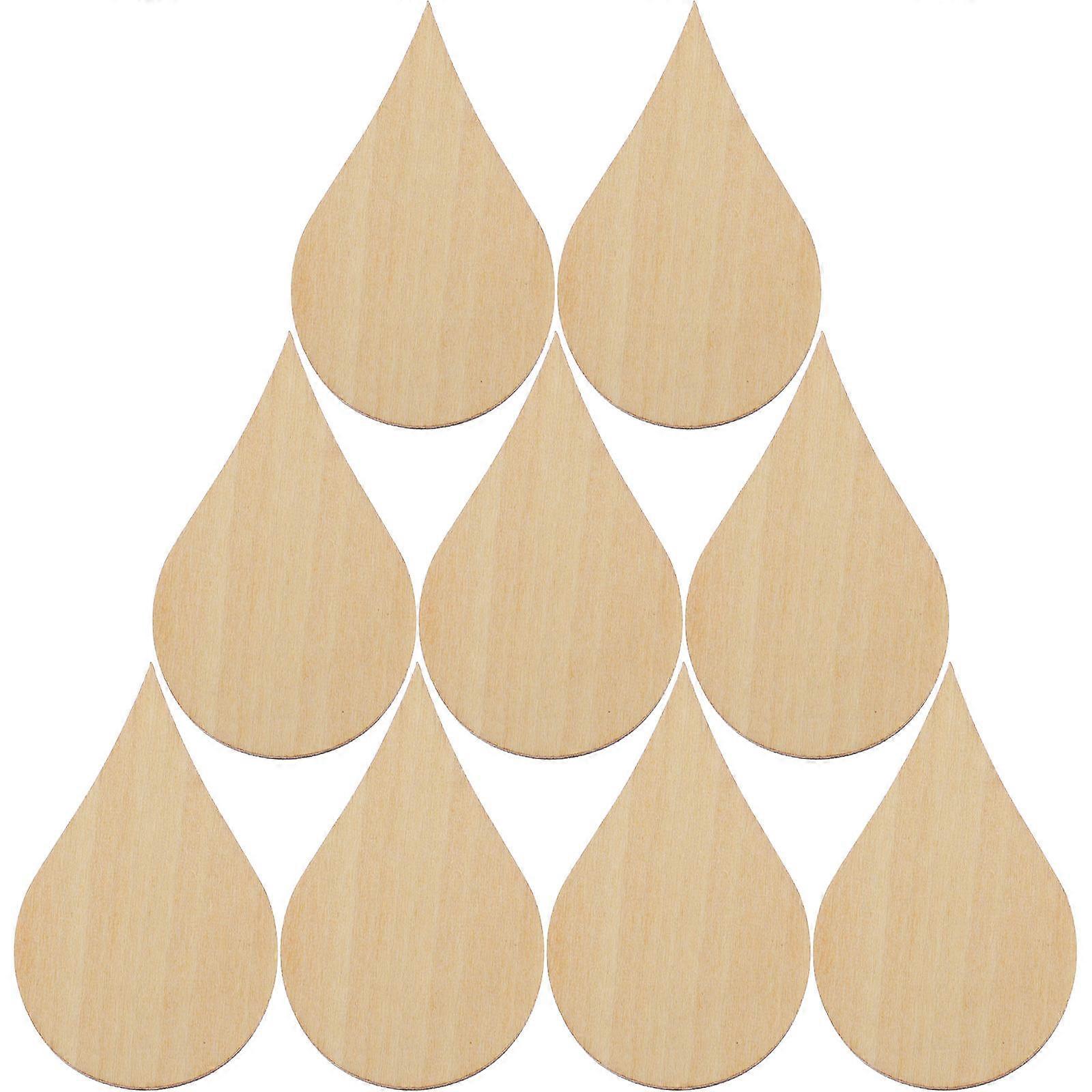 20pcs Water Drop Shape Wooden DIY Craft Chips for Decoration Beige Handmade Art Projects
