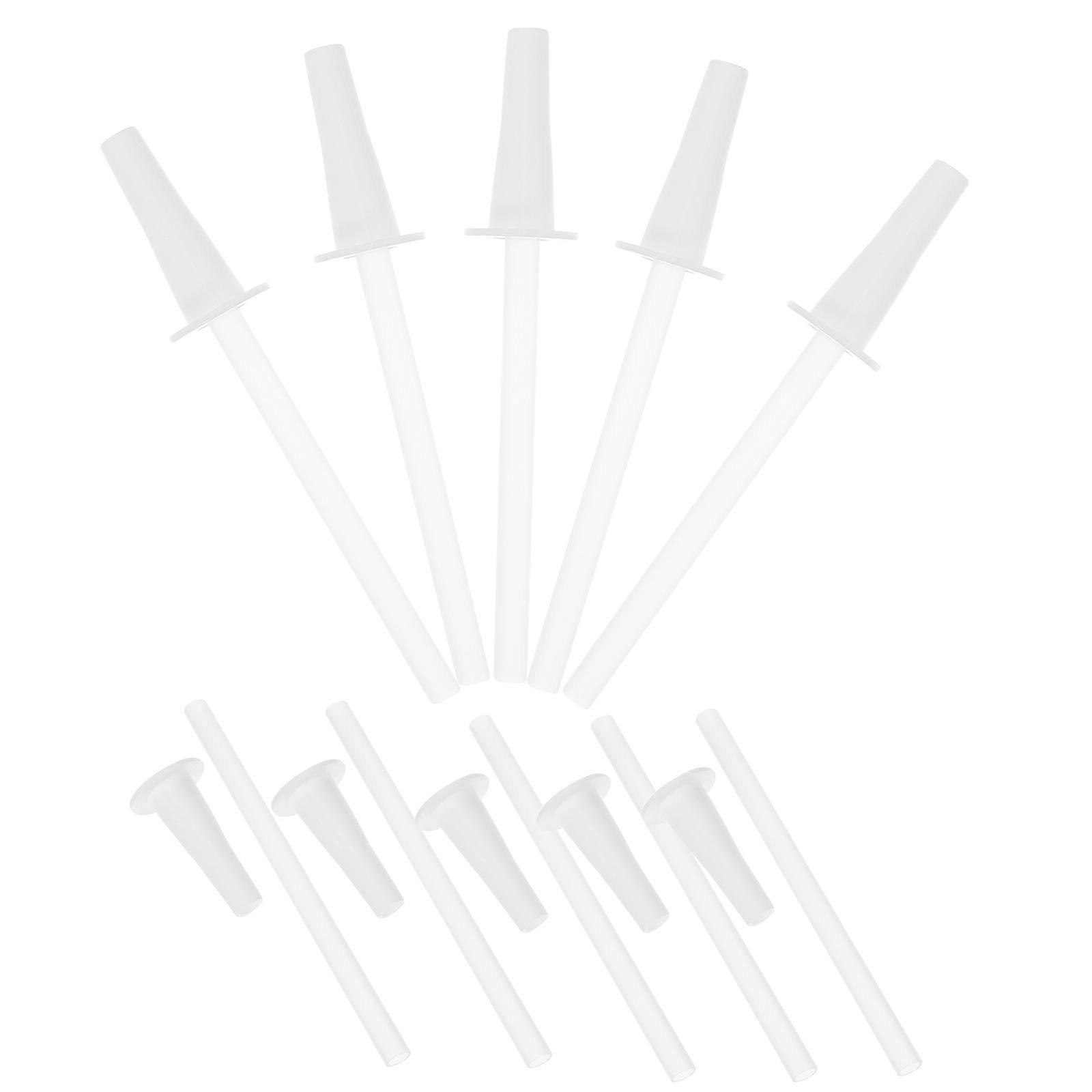 Replaceable Silicone Straw White 10Sets Heat-Resistant Durable for Drinking