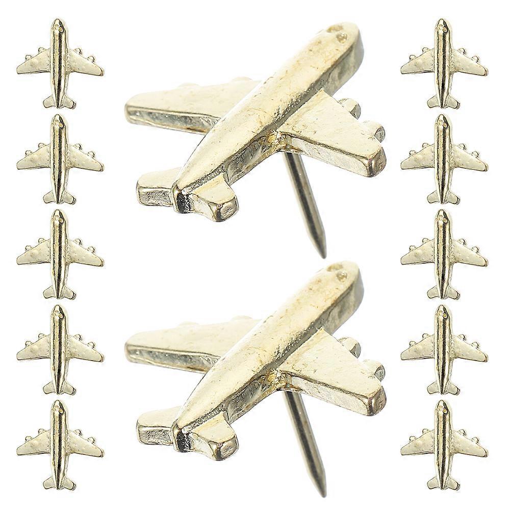 Metal Airplane Push Pin 36Pcs Golden Sturdy Build Practical Pushpins for Home