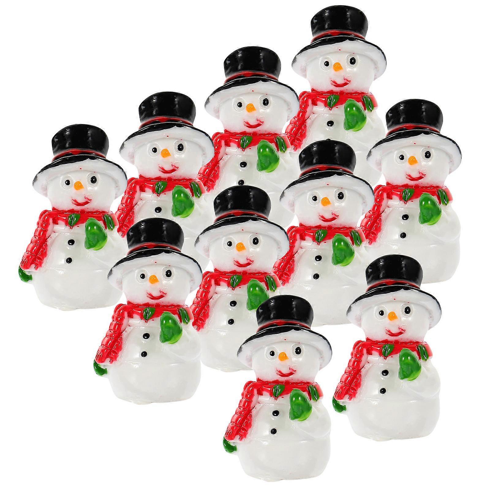 Tiny Snowman Figures Miniature Ornaments DIY Accessory For Garden Offices 10Pcs