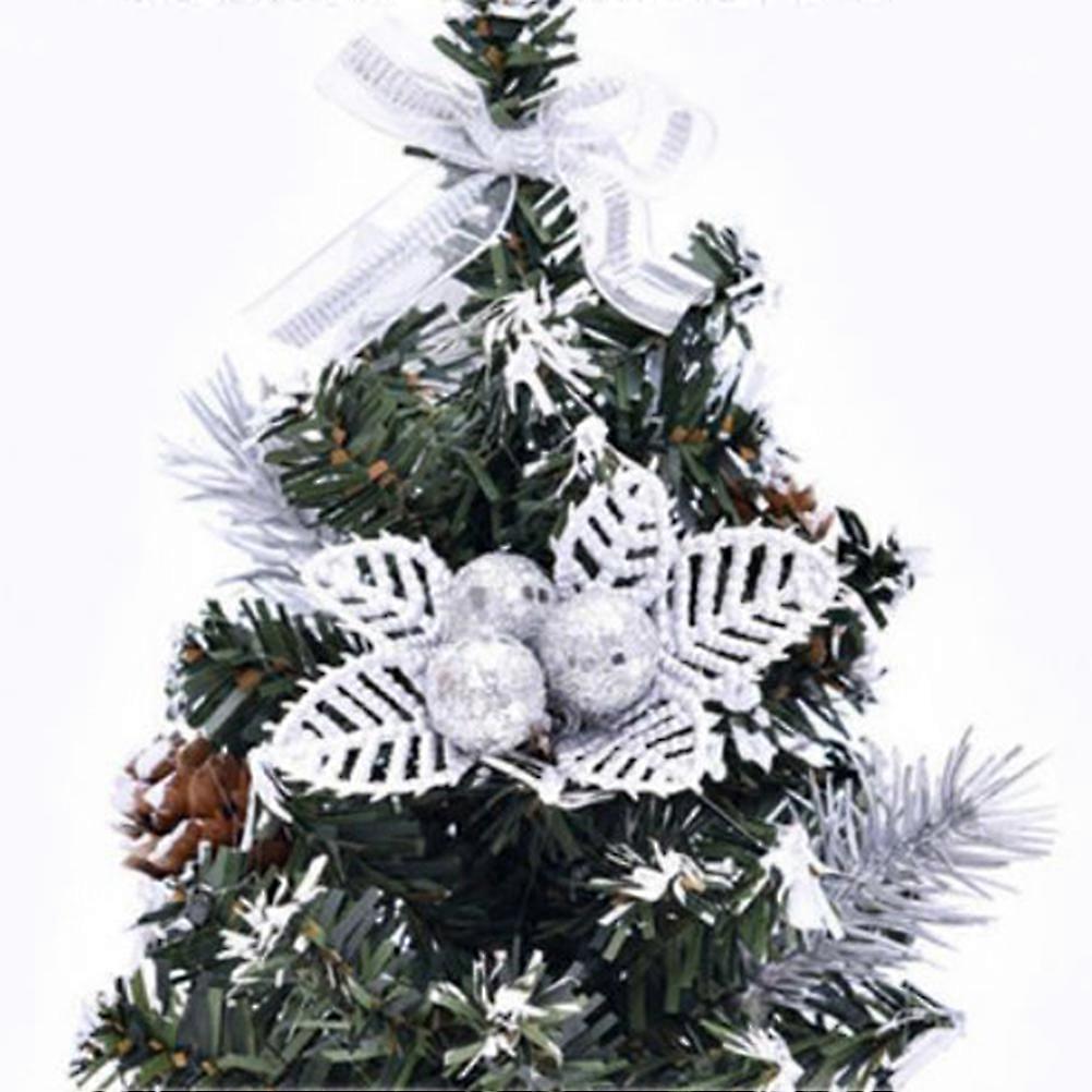 Silver Christmas Tree Model 20cm Miniature Figurines Home Decor 2Pack