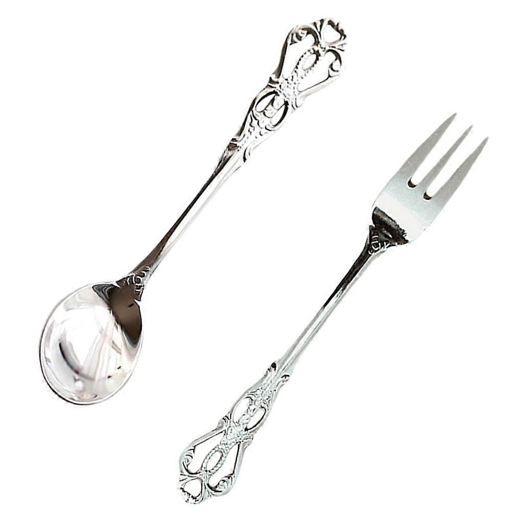 Stainless Steel Fork Spoon 1Set Hollow Out Shaped Tableware for Eating