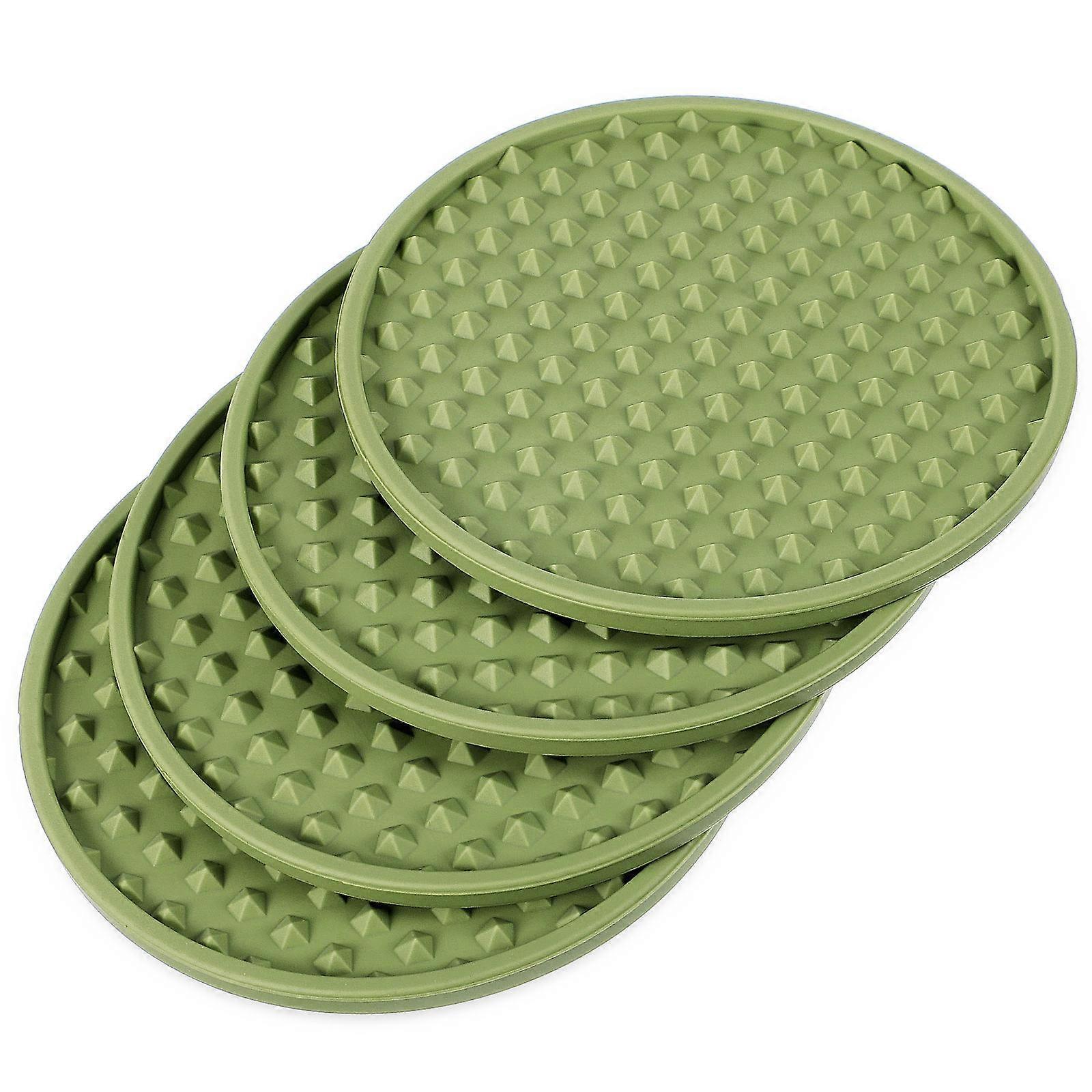 4 Pack Silicone Car Cup Coasters, Fresh Green, Non Slip Drink Holder Inserts for Car Cup Holders, Automotive Accessories, Easy to Clean Design
