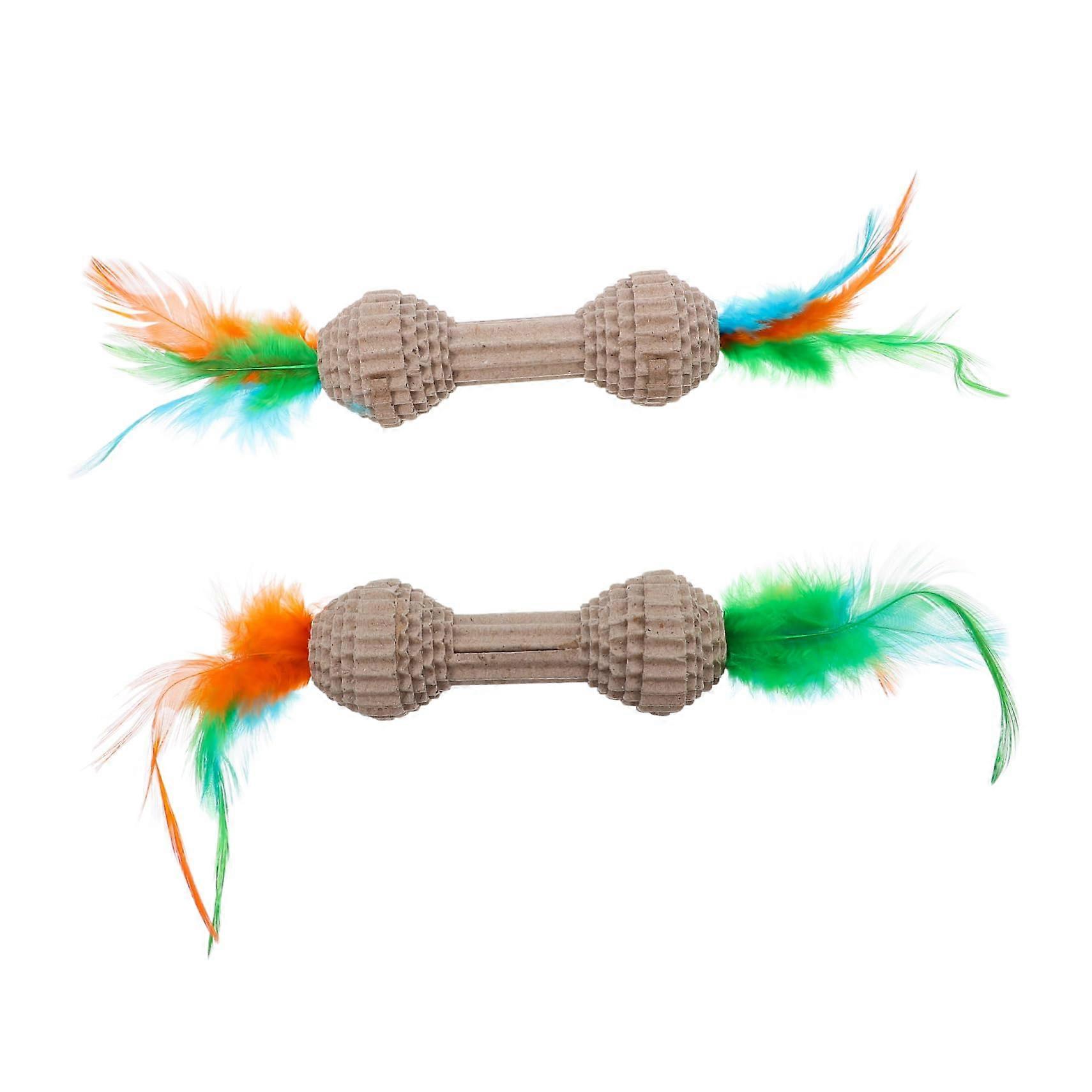 2Piece Interactive Cat Toy with Wavy Dumbbell Shape –  Scratching Play Toy for Cats of All Sizes, Safe and Entertaining