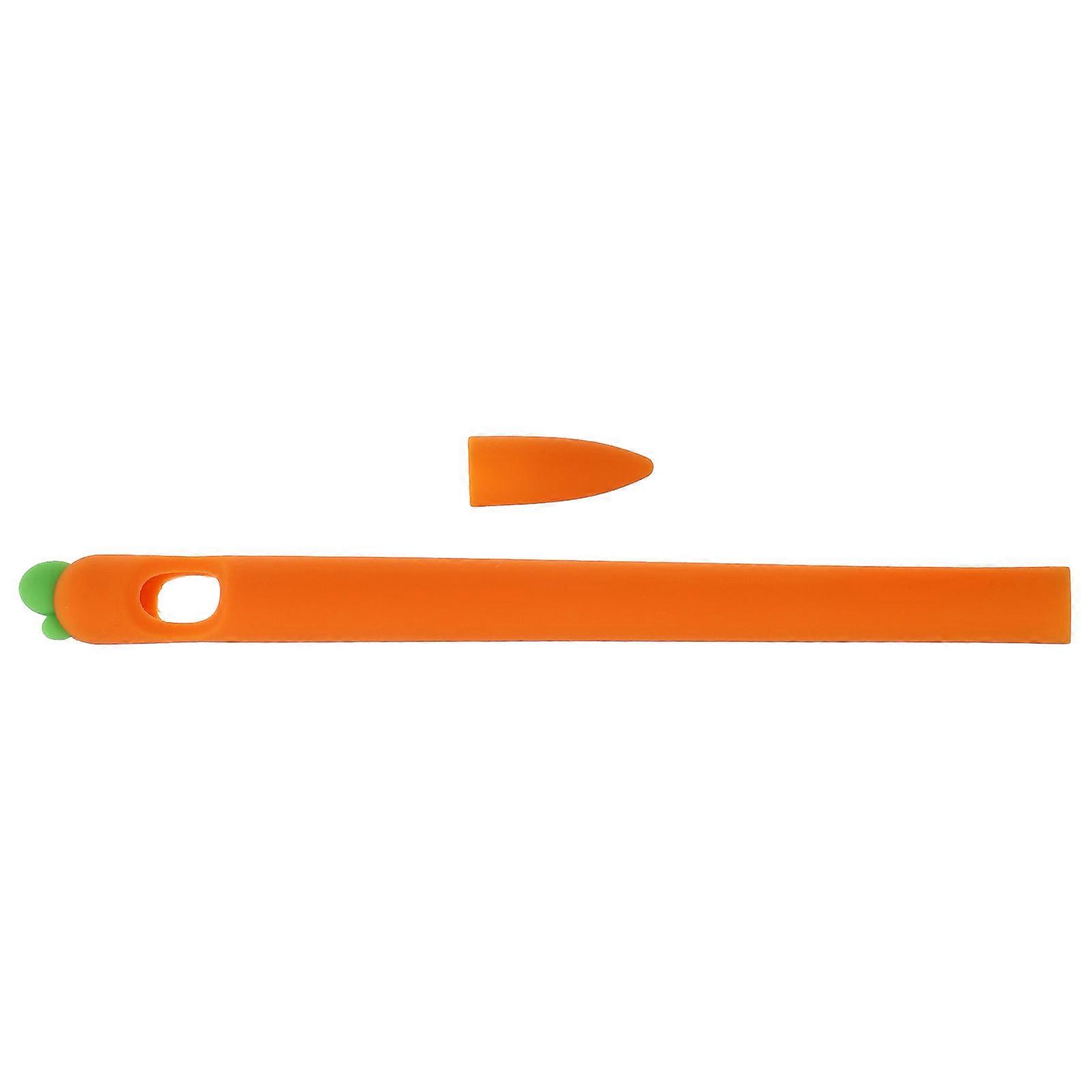 Silicone Stylus Sleeve Pencil 1 Carrot Shape Travel Daily Use Orange 1 Piece