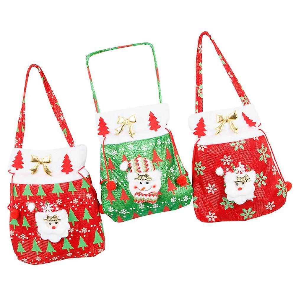 3Set Holiday Party Gift Bags Santa Claus Souvenir Holders For Various Occasions Assorted Color Durable Storage