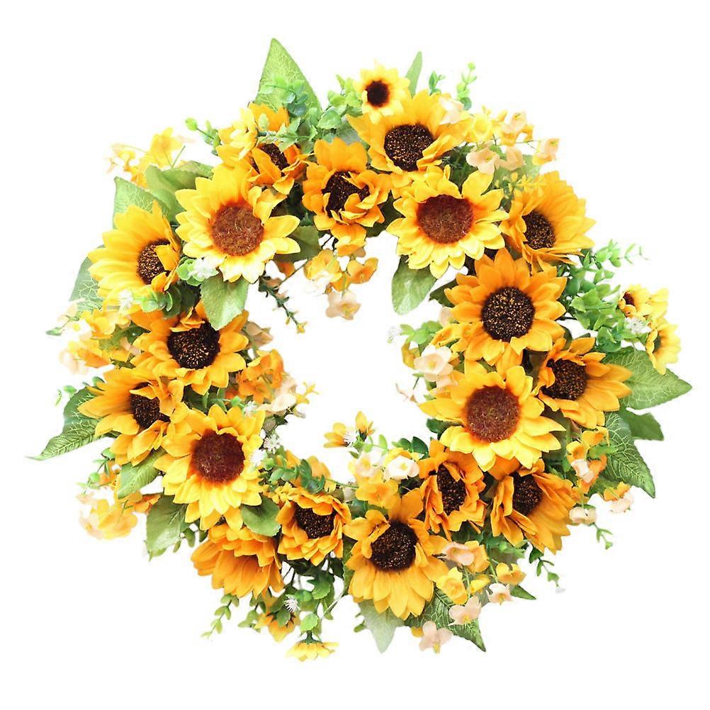 Simulation Wreath 40cm Featuring Sunflower Design For Holiday Season Festive Atmosphere Creation 1Set
