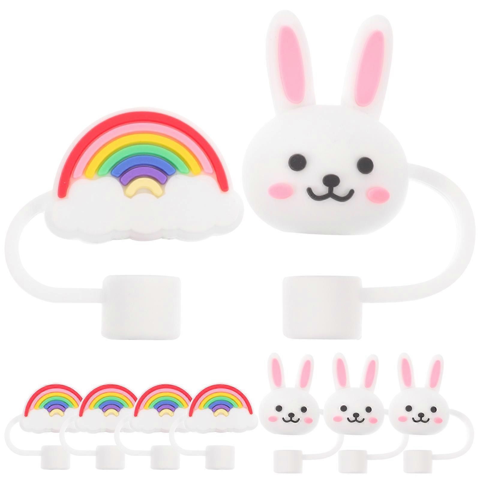 8PCS Cute Cartoon Silicone Straw Covers Decorative Caps for Reusable Drinking Straws – Easy to Use for Outdoor Activities