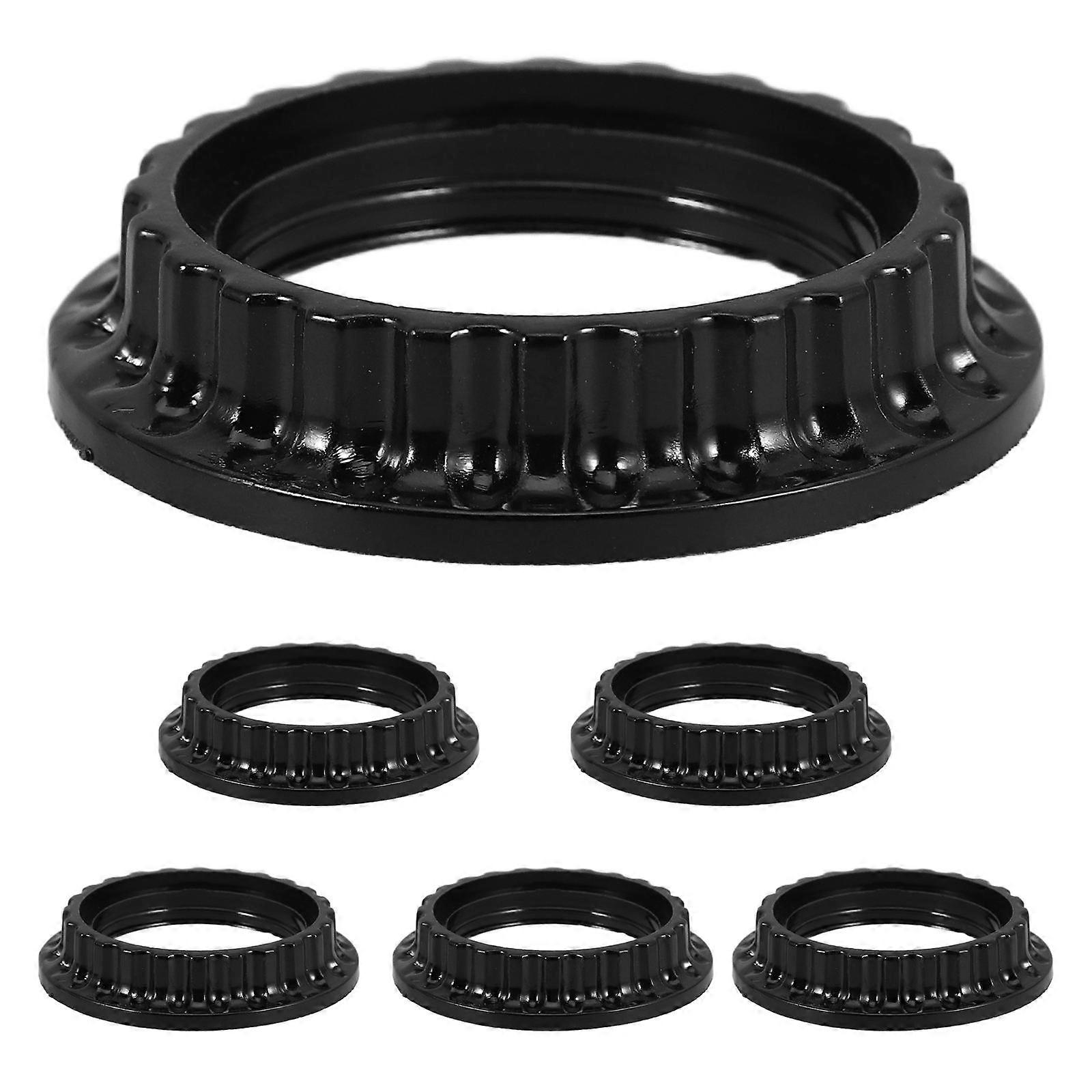 Lamp Holder Ring Light Socket Collar General Users Black Color Circular Style Replacement Solution 6Pcs