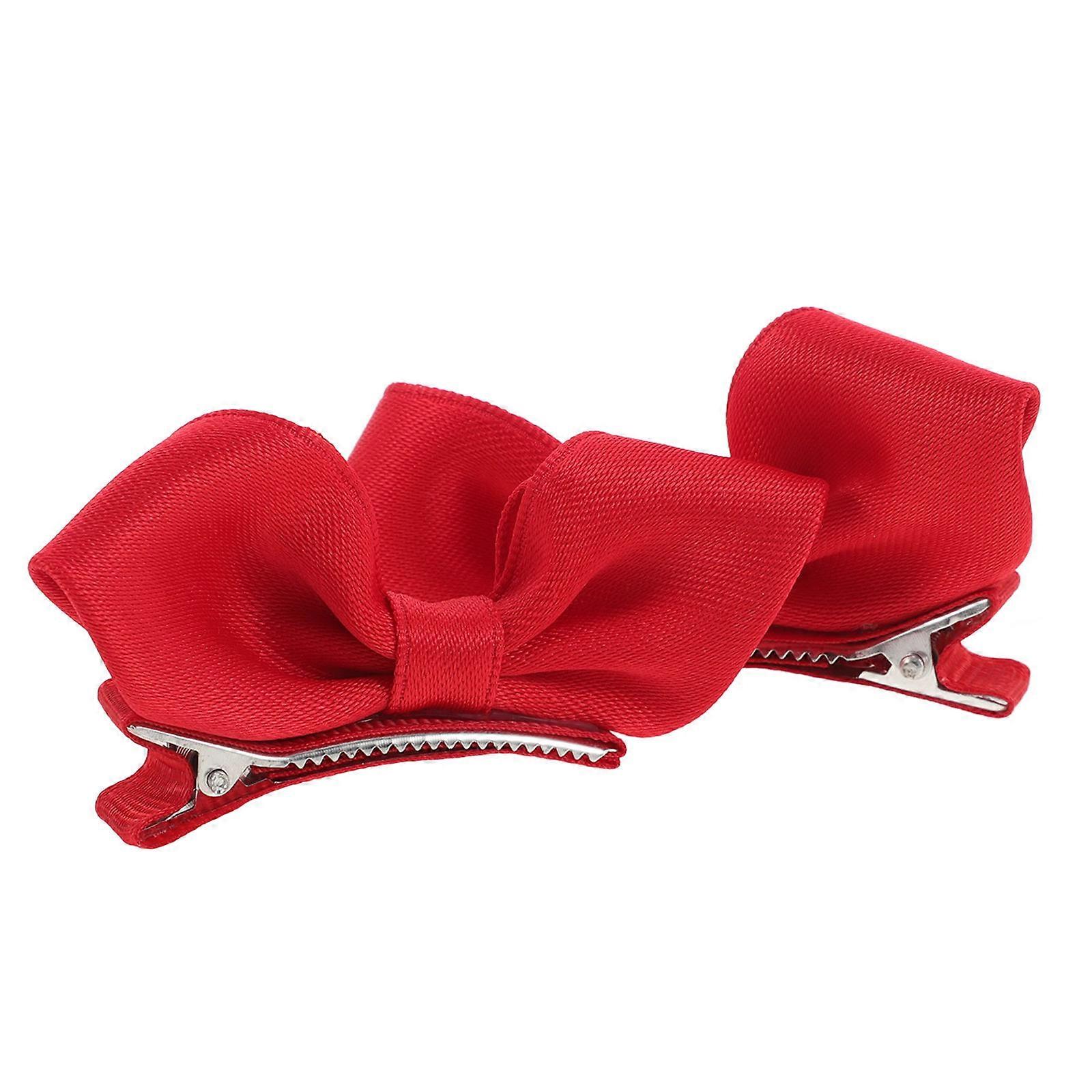 Baby Hair Clips Infant Hair Bows Princess Style Side Bangs Clip Fabric Pink 2Pcs