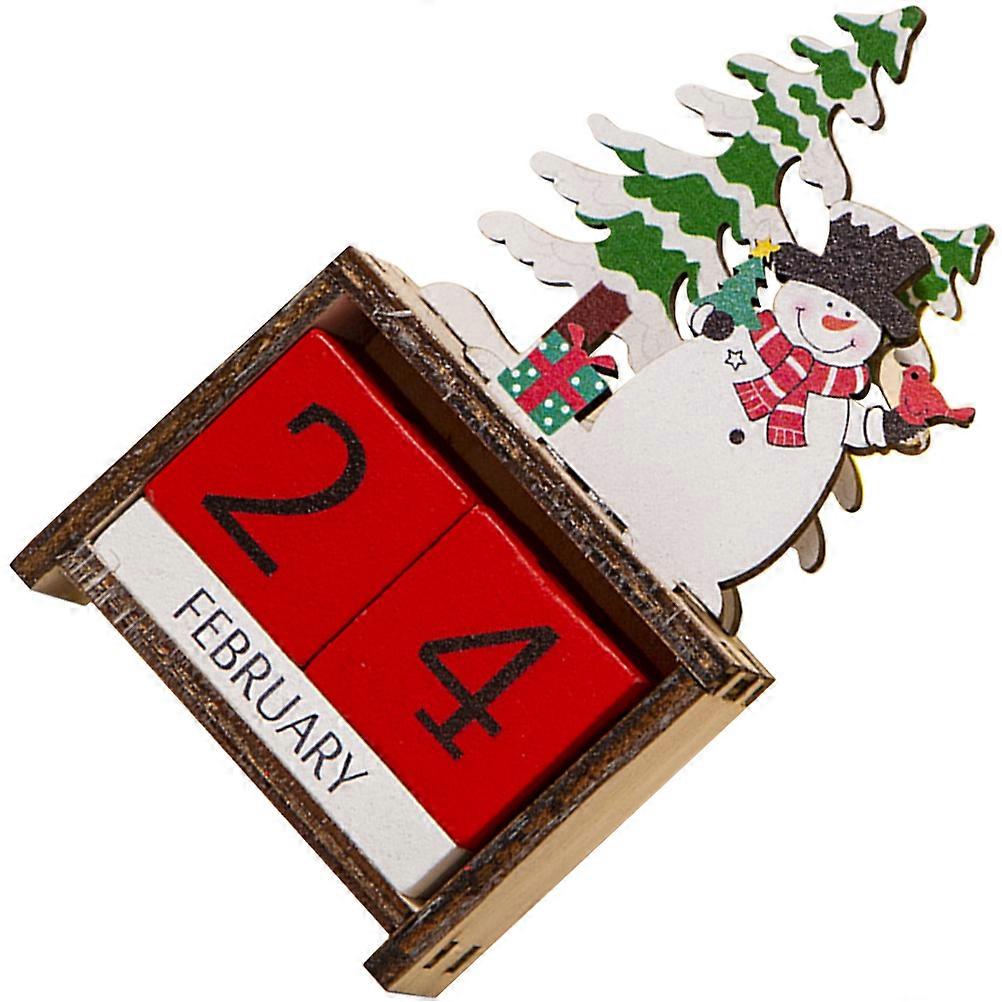 Creative Christmas Snowman Wooden Decoration for Desk Always Know the Date with Wood Blocks