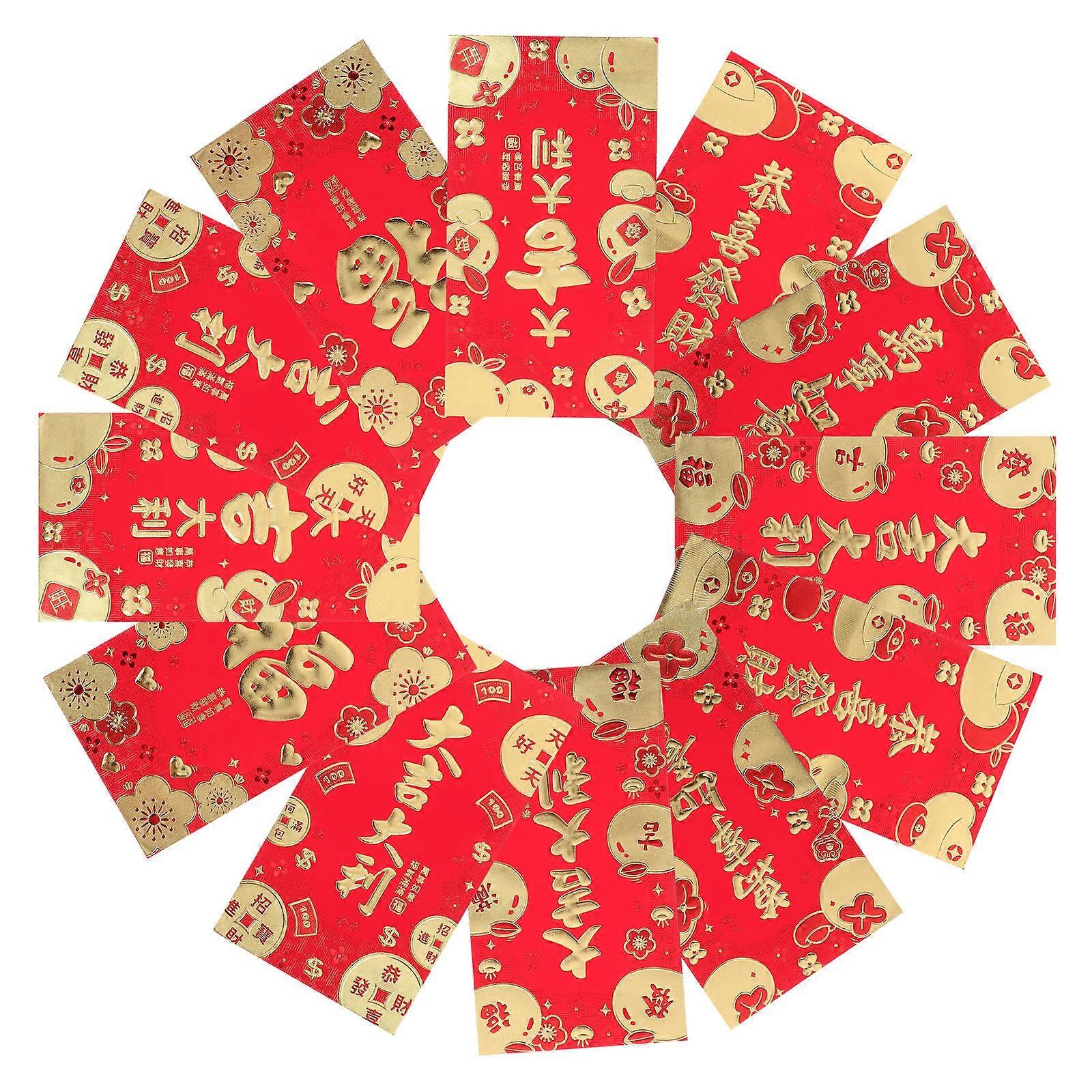 Creative New Year Red Envelope Rectangular Shape Paper Material Gift Giving Celebration 60 Pieces