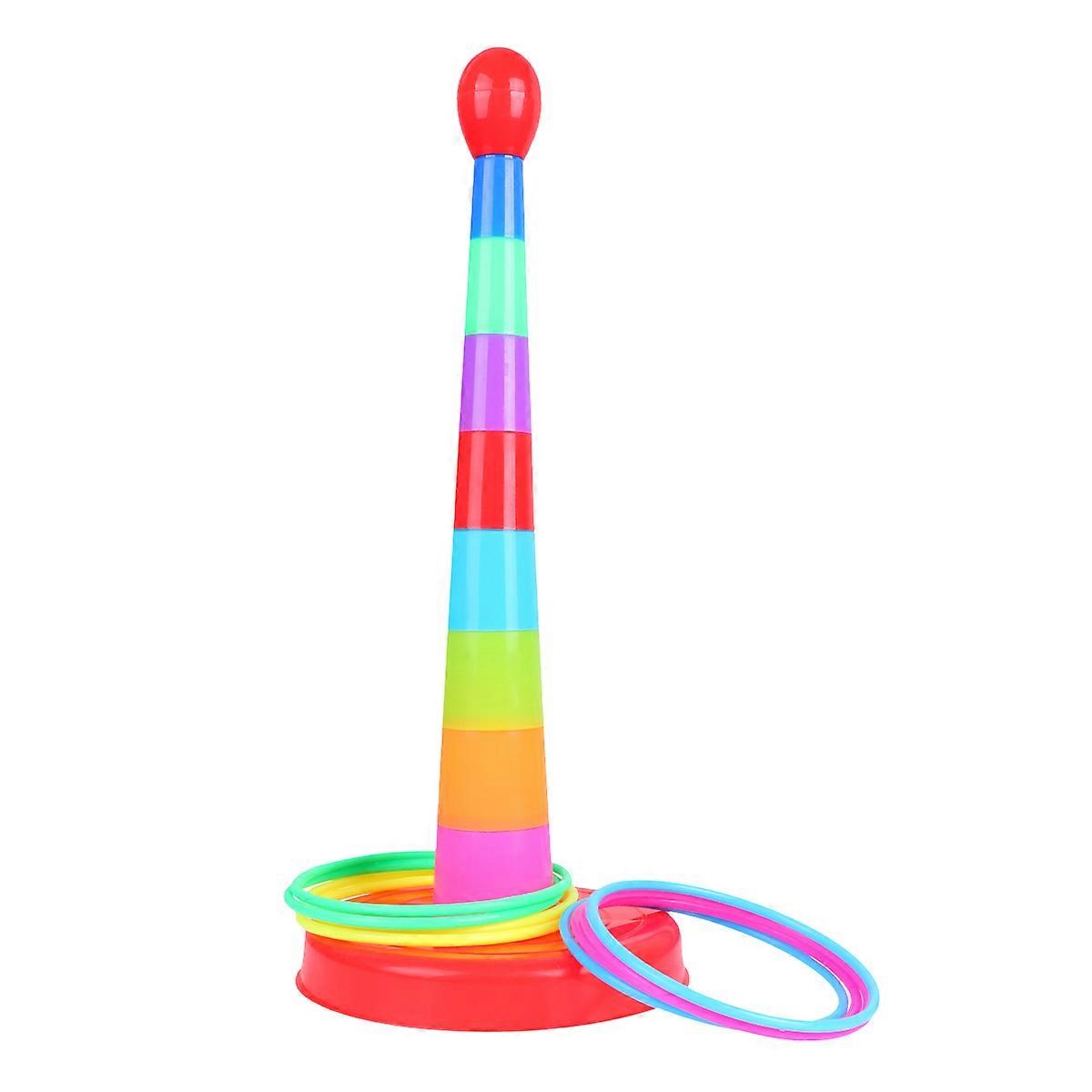 Colorful Ring Toss Game for Parents – Includes Rings & Pillars for Hand Eye Coordination Development, Random Color Assortment