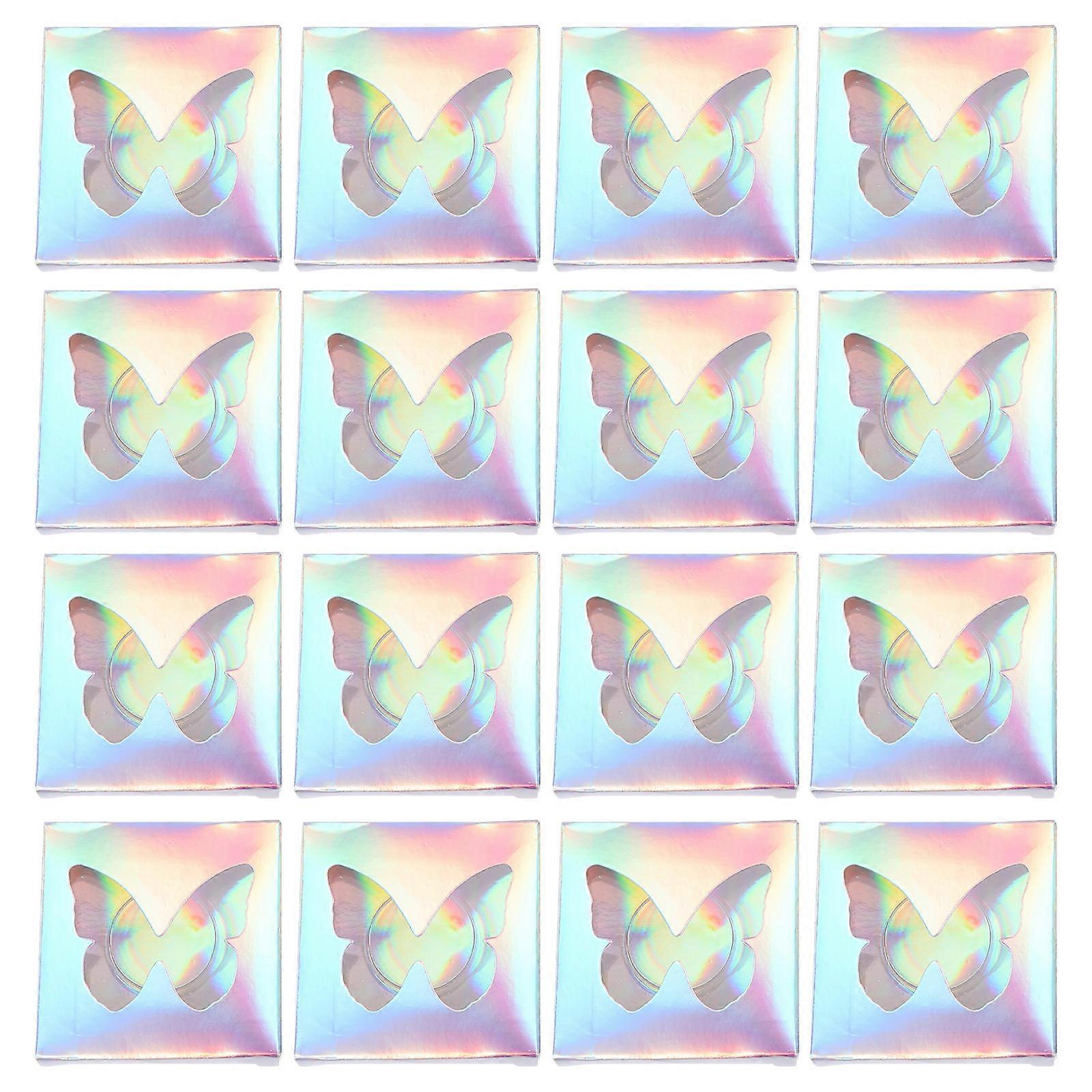 Delicate Eyelash Box Multi-Colored Rainbow Holographic Effect Plastic Material Protect False Eyelashes Travel Use 30Pcs