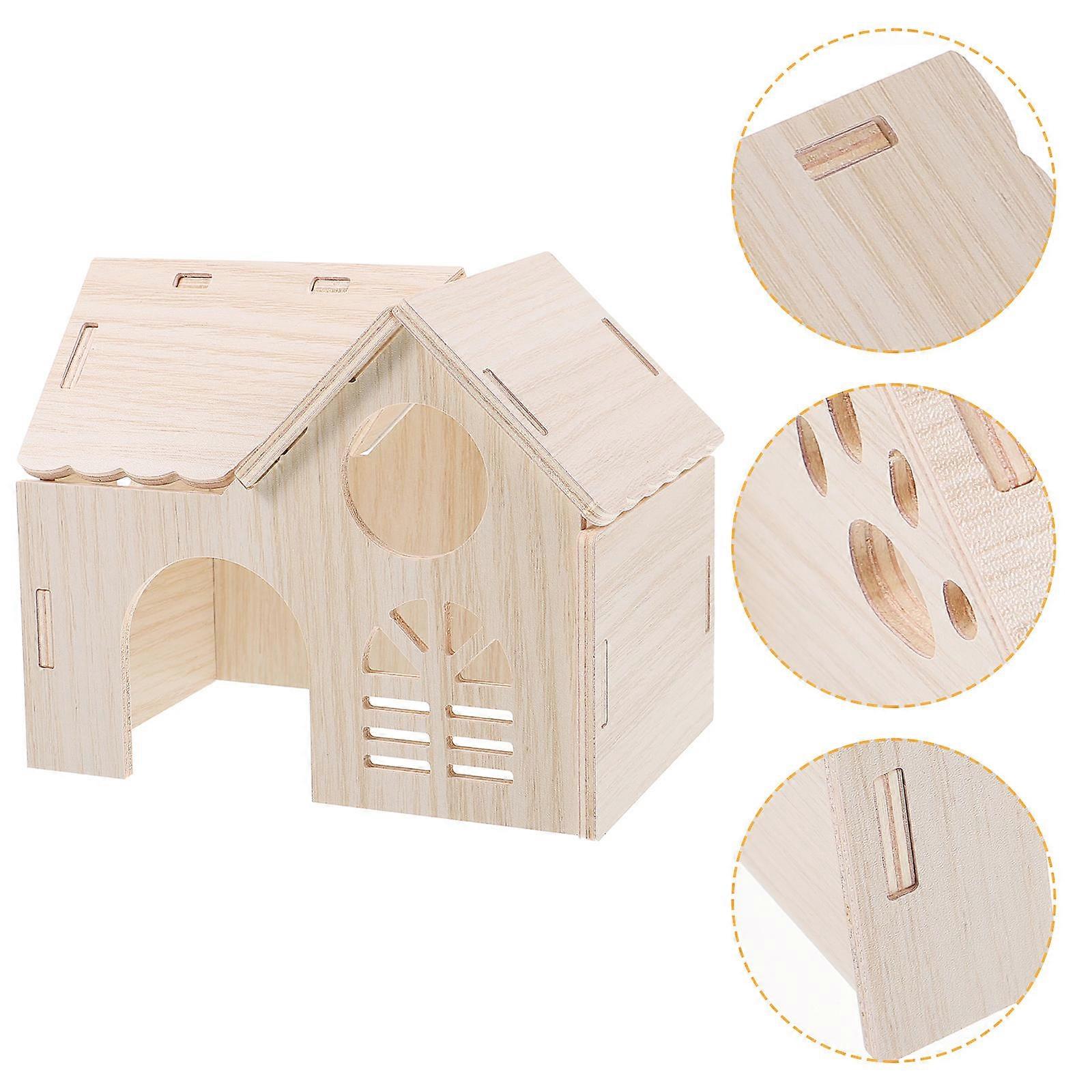 Wooden Hamster Hideout House Durable Safe Guinea Pig Tunnel for Small Pets Comfortable Relaxation Space Biting Resistant Design for Hamsters Gerbils