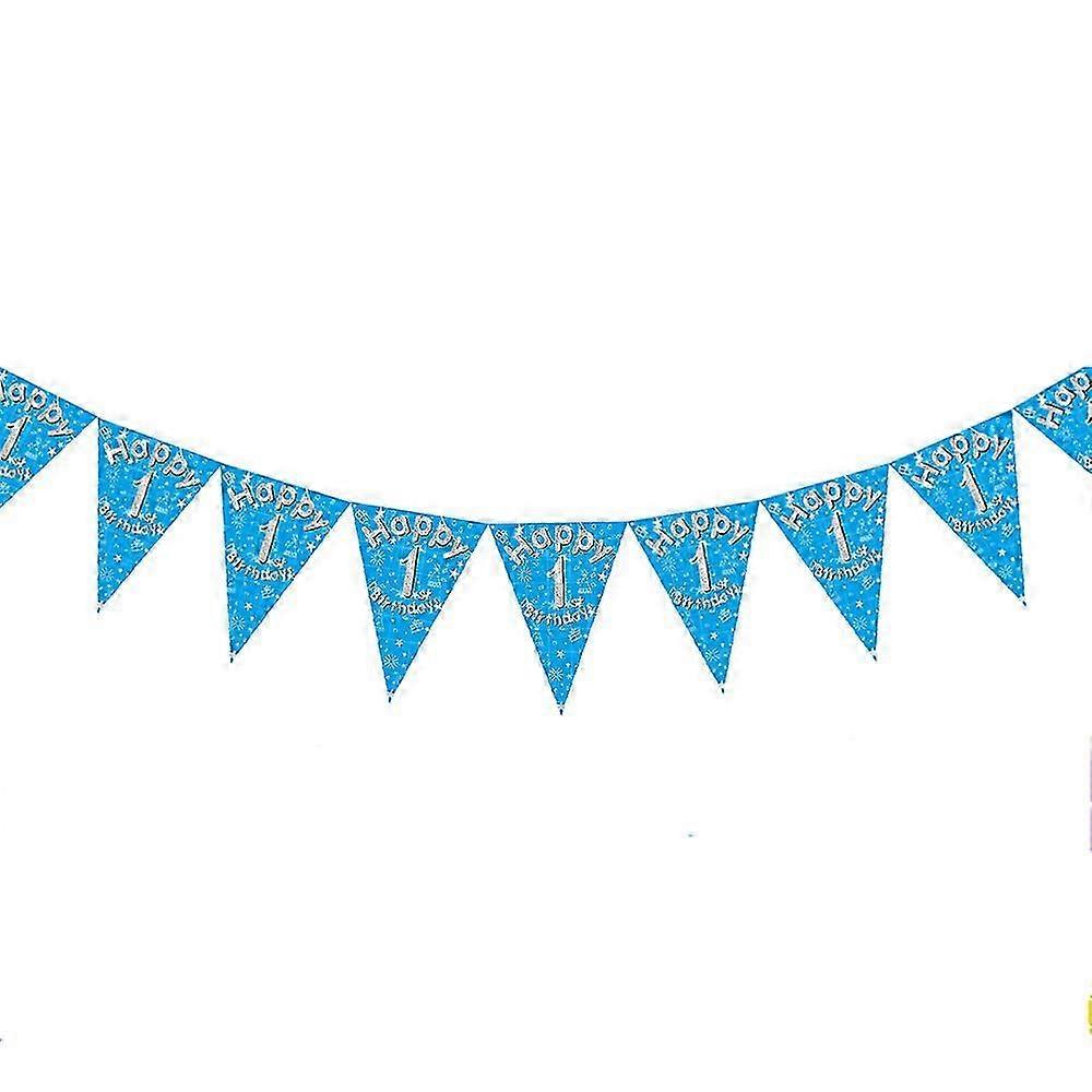 2025 Happy 1st Birthday Party Bunting, Foil, 10 x 10 x 1 cm(1PCS,Blue)