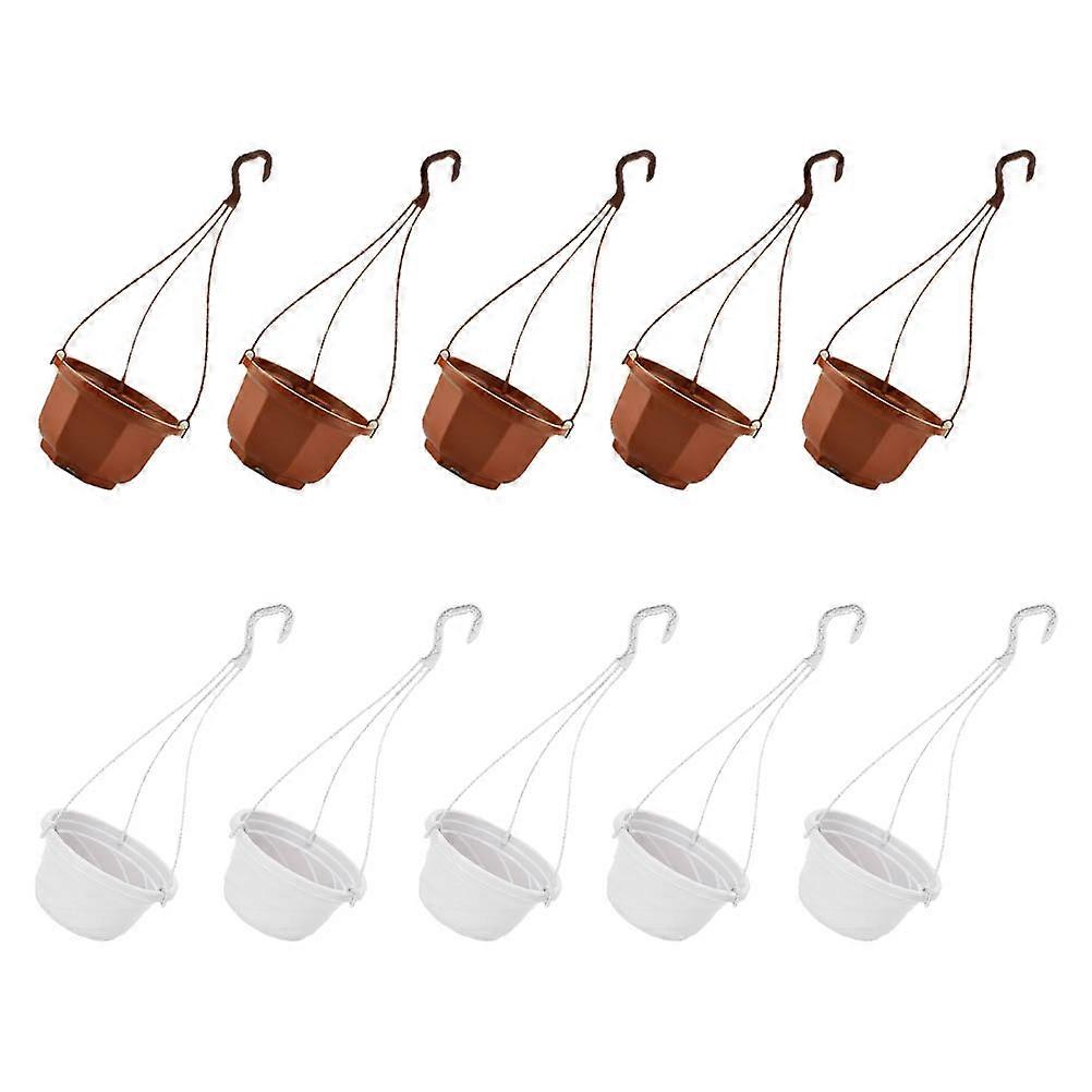 Plastic Hanging Flower Pots Set of 10 Octagonal Planters with Hooks for Orchids Succulents Garden Decoration Space Saving Plant Containers for
