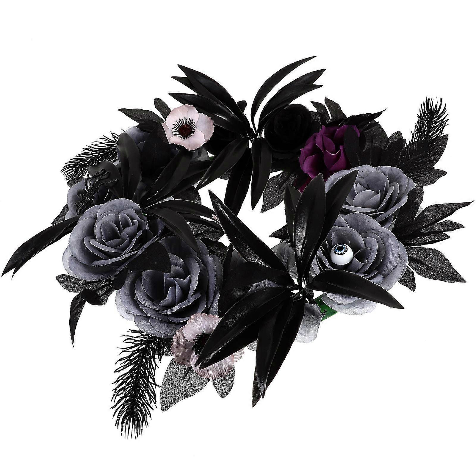 Halloween Decorative Wreath for Front Door Gothic Eyeball Spider Flower Arrangement 38X38cm Ideal for Families 1Pcs