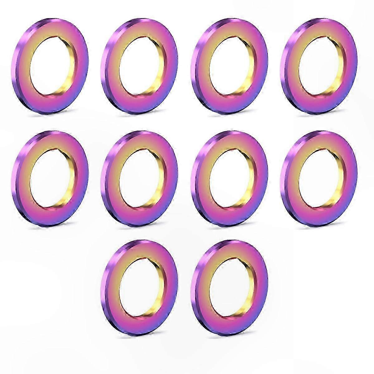 10pcs M5 Titanium Flat Washers for Bikes Universal Fit Rainbow Finish