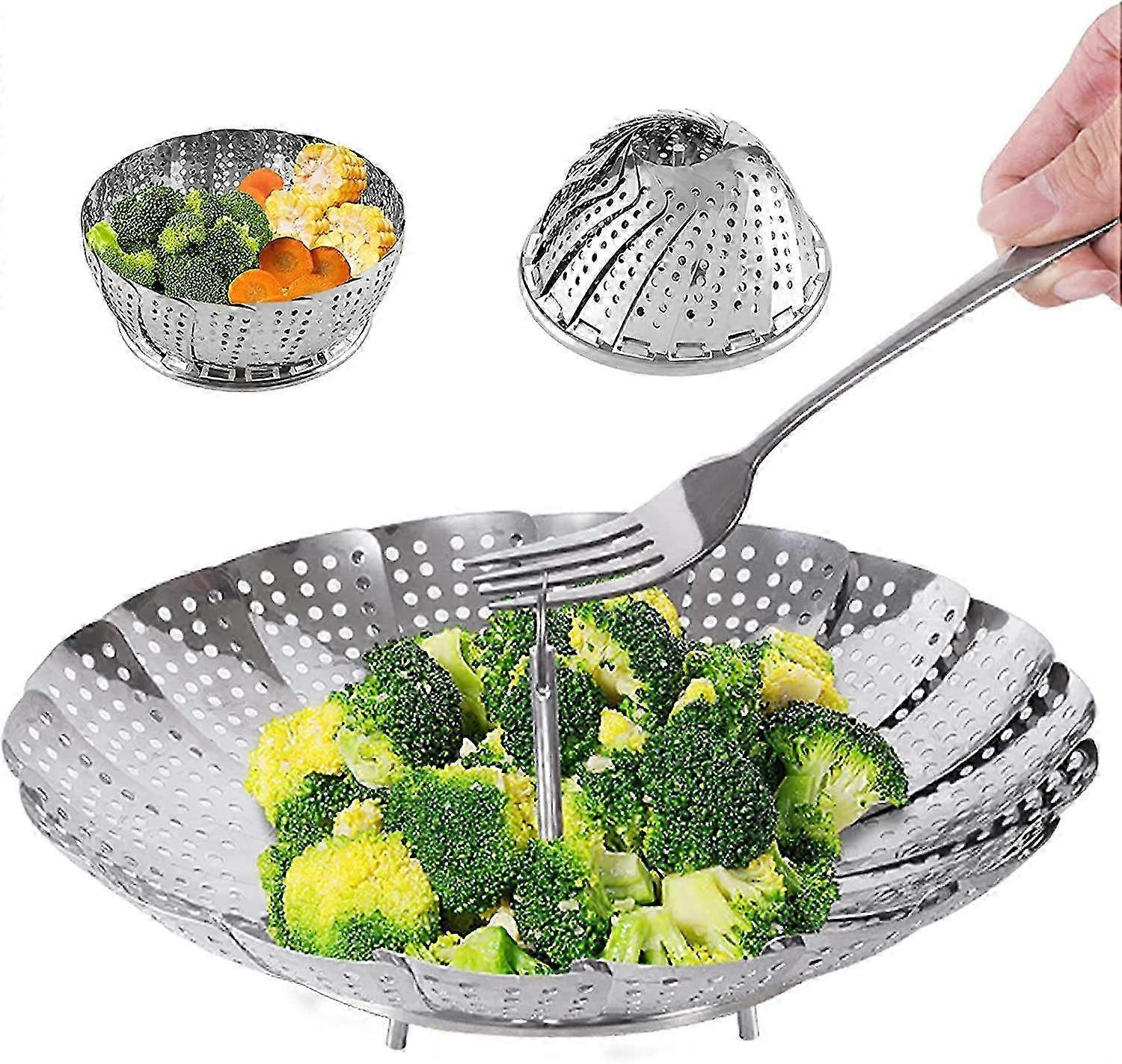 Expandable Stainless Steel Steamer Basket - Instant Pot Accessory for Versatile Cooking in Various Pots