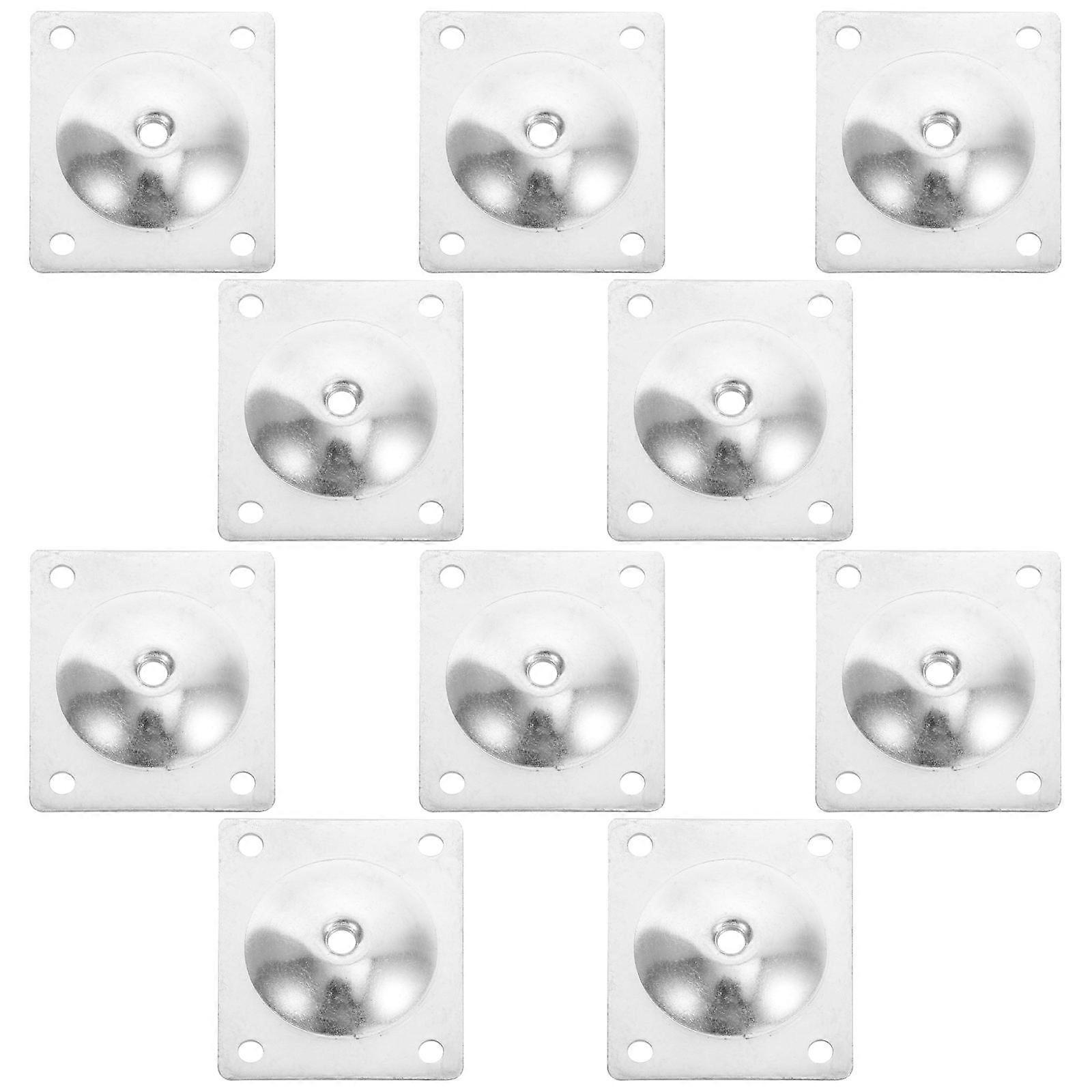 10pcs Screw Aperture Mounting Plates for Table Legs, Durable Silver Furniture Foot Brackets with Non Slip Support Pads for Stable Installation and