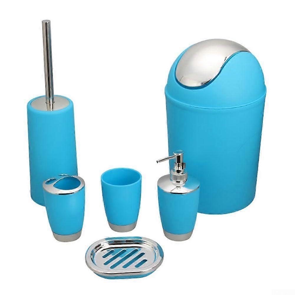 6piece bathroom set with toothbrush holder, soap dispenser, and more for daily use (blue)