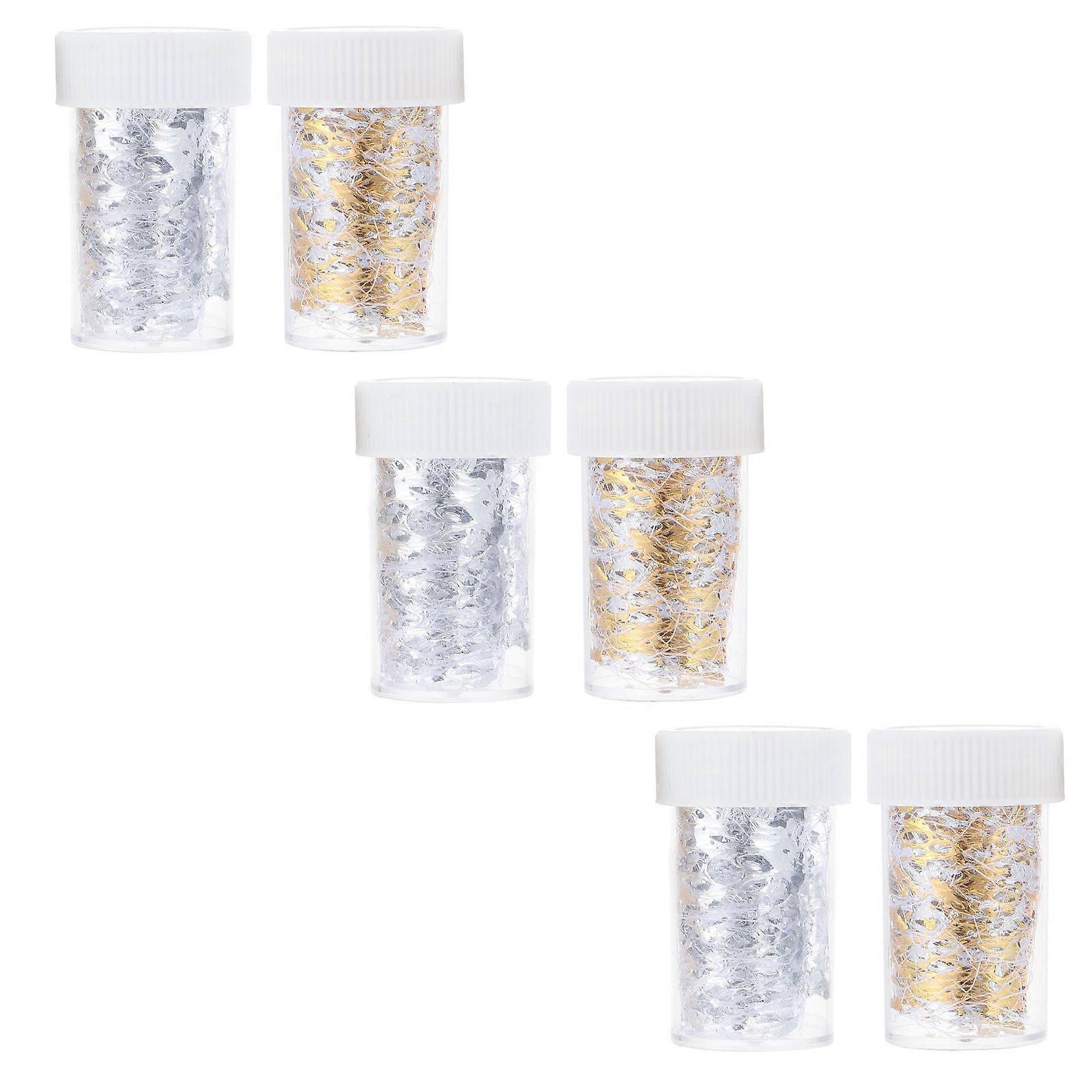 Nail Art Foil Mesh Decorations with Assorted Colors for DIY Painting and Salon Use 6 Bottles