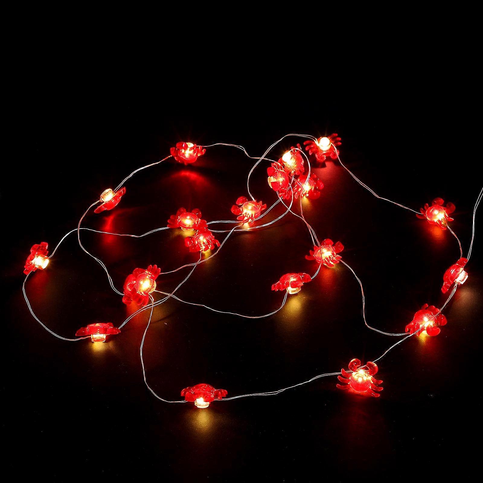 Red Crab Modeling String Light for Home Decor with Plastic and Copper Materials 20 LEDs