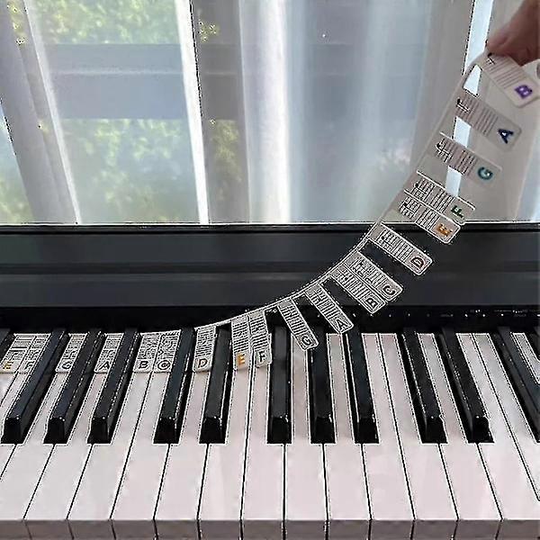 Removable Piano Key Notes Labels Reusable Silicone 88 Keys Piano Notes Guide Stickers Colorful
