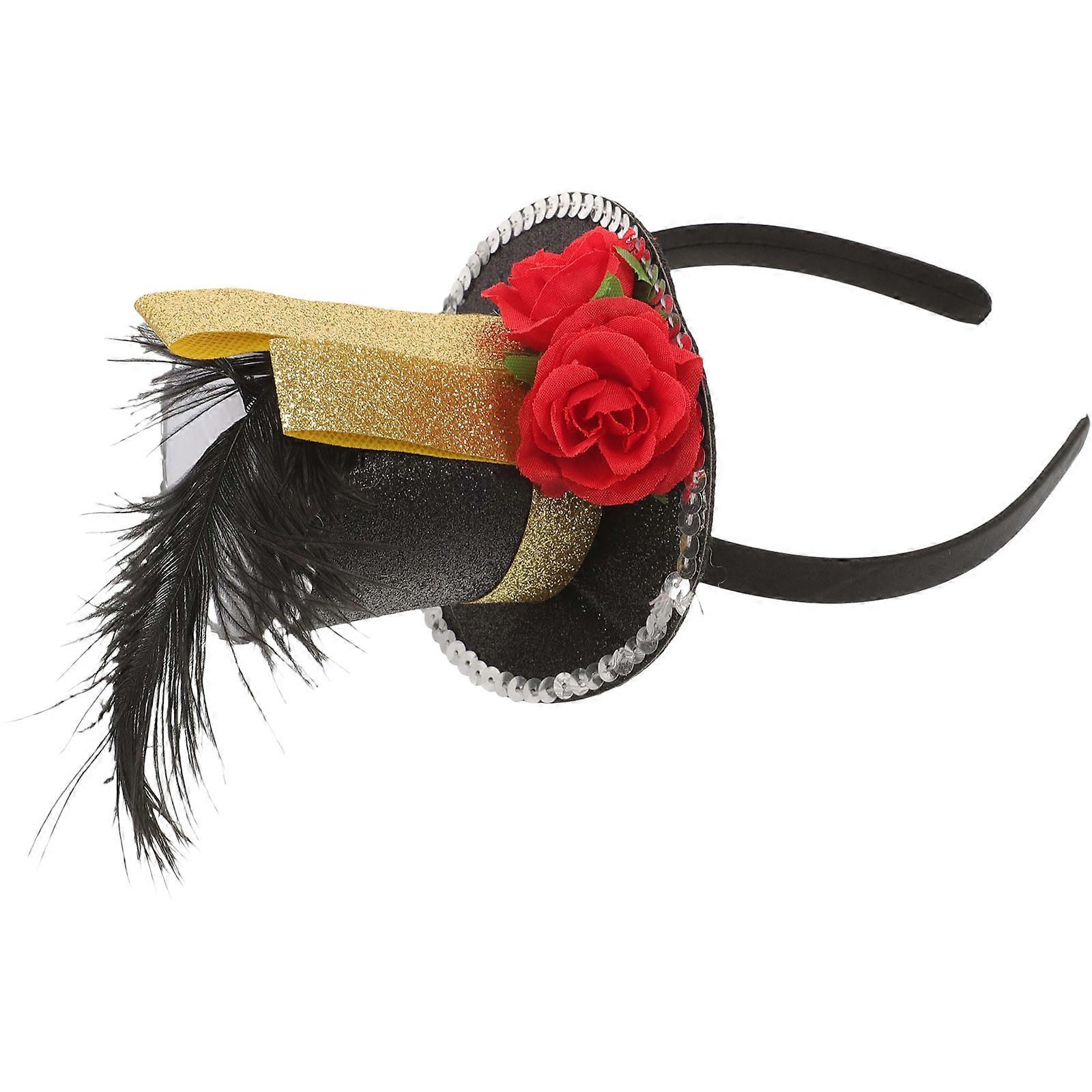女性用ヴィンテージミニシルクハットヘッドバンド–カーニバル、マスカレード、パーティーのお祝いのための軽量ファシネーターヘアバンド–スタイリッシュなアクセサリー