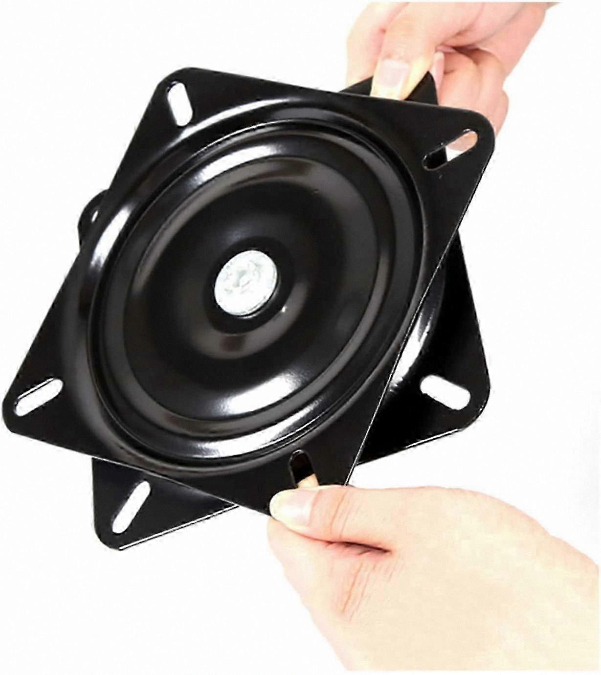 Square Swivel Base with Bearings, 16cm, Black, for Furniture, Sofa, TV Stands, and Bar Stools
