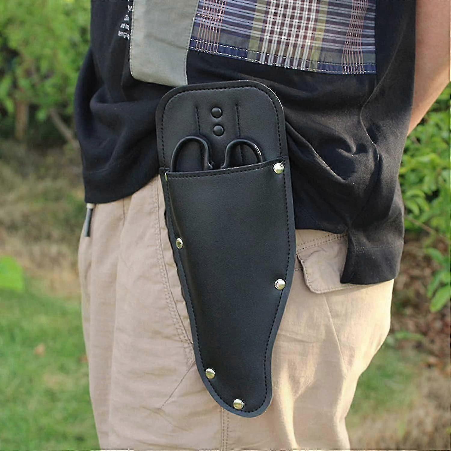 Leather Pruner Holster with Pouch for Garden Tools, Durable Sheath Holder for Pruning Shears and Clippers