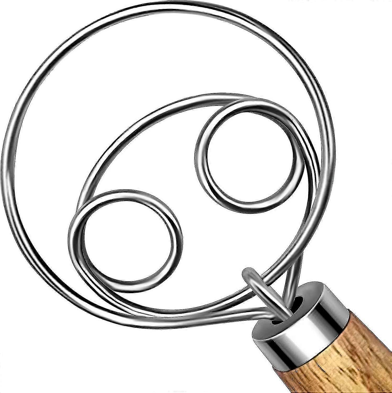 Dough mixer, Danish four-loop design, Wooden non-slip handle, 304 stainless steel