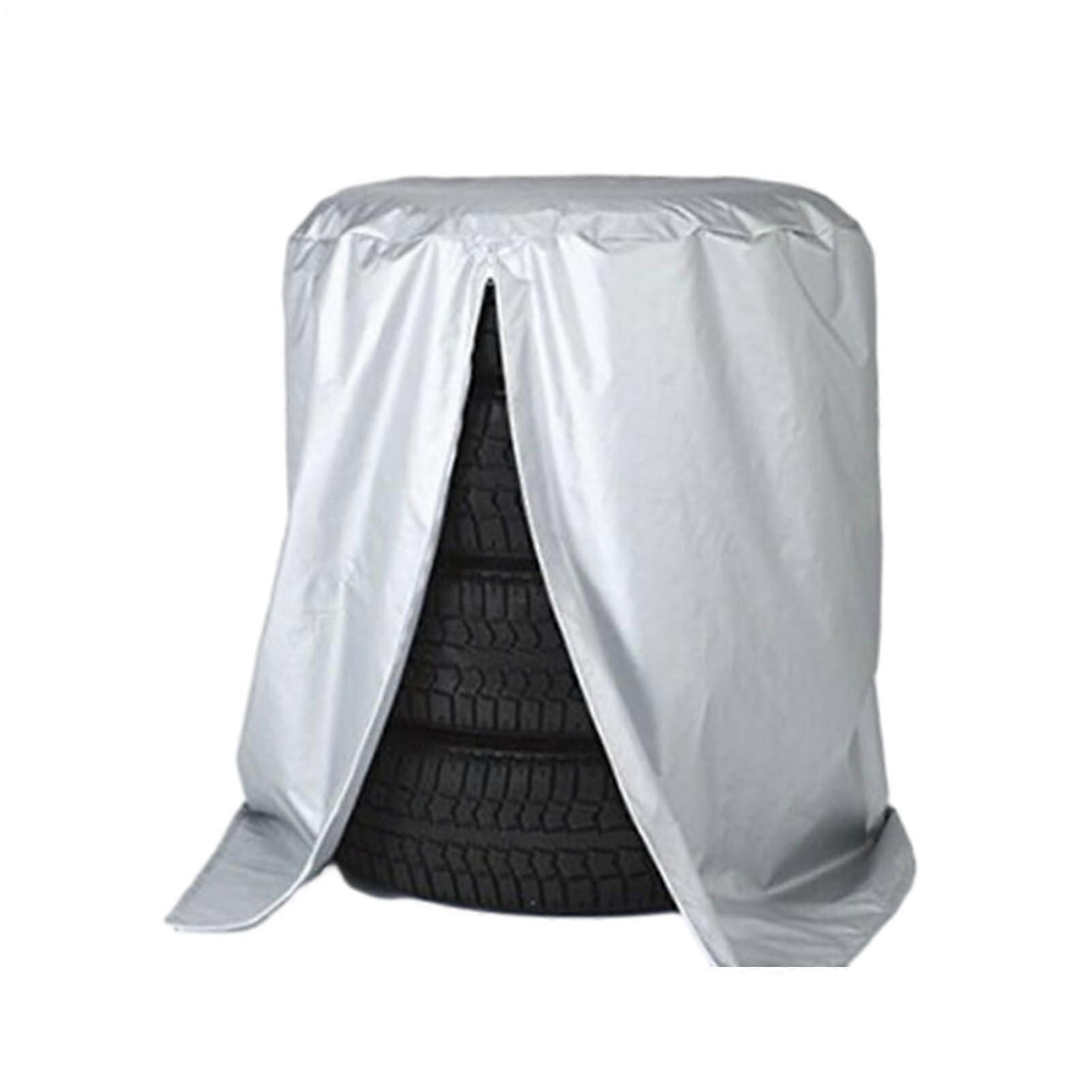 All-Weather Tire Protection Bag With Reinforced Outer Shell, Silver-Coated Oxford Shell, Waterproof, Beige Lining
