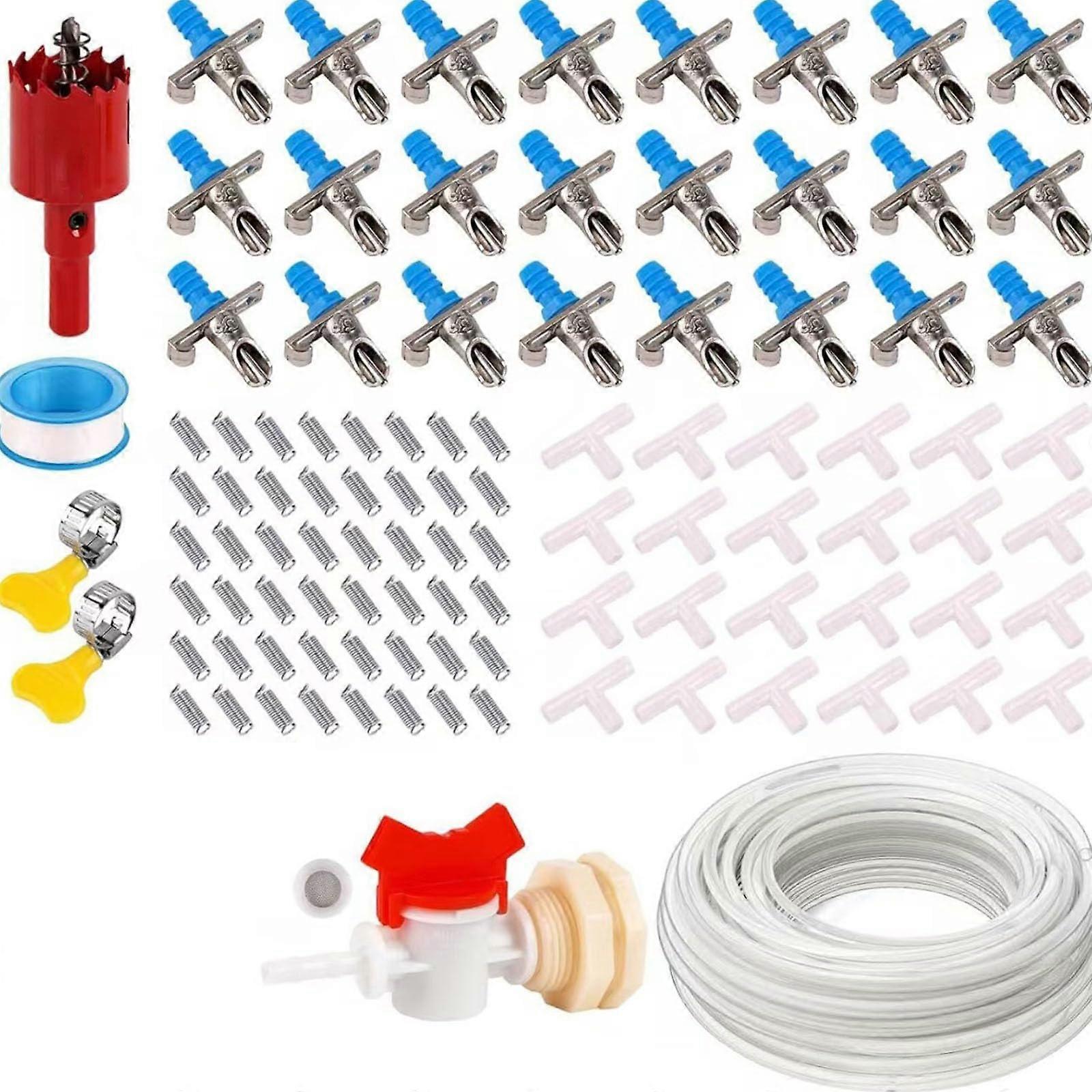 Plastic Pipe and Hose Watering Systems with 6/12/24 Percent Nipple Drinkers for Rabbit Cage Accessories Rabbit Nipple Waterer Kits 24Piece Set Combo
