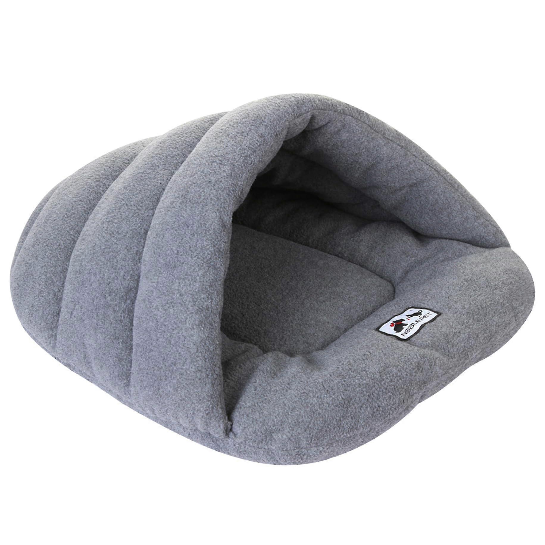Cat Sleeping Bag, Winter-Insulated Plush Pet Cave Bed With Hood, Portable Foldable Pet Bed For Cat, Dog, Rabbit - Large
