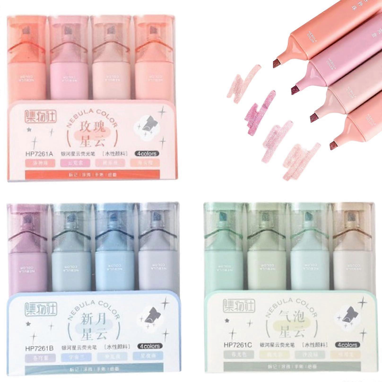 Glitter Highlighters 3 Sets 12 Color Glitter Highlighters with Angled Tip
