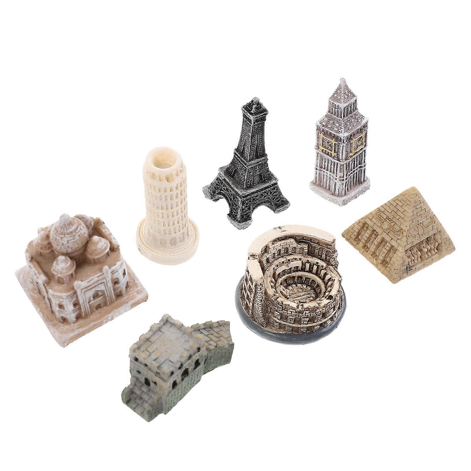 7Pcs Miniature London Resin Building Architecture Model Home Decor Assorted Color