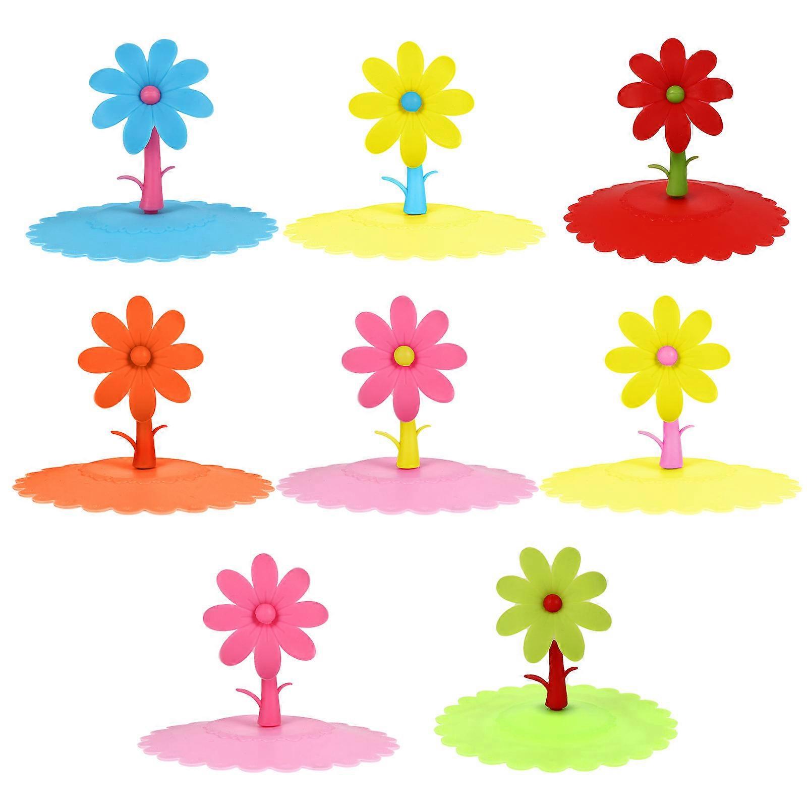 8pcs Silicone Cup Lid for Creative Dustproof Mug Cover Sealed Leakproof Assorted Color